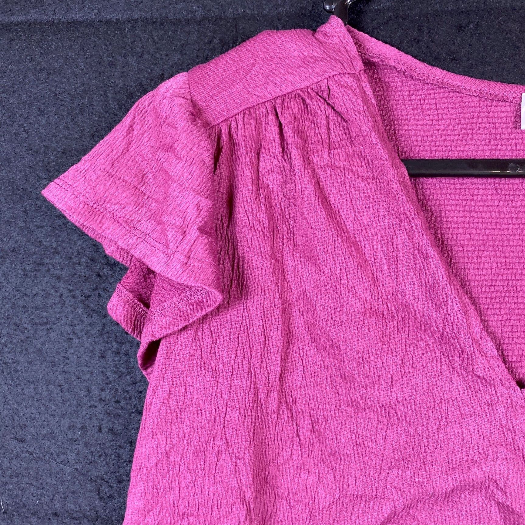 Loft LOFT Blouse V-Neck Wrap Front Tie Short Sleeve Stretch S Womens Pink Fuchsia Casual Workwear Size S / US 4 / IT 40 - 3 Thumbnail