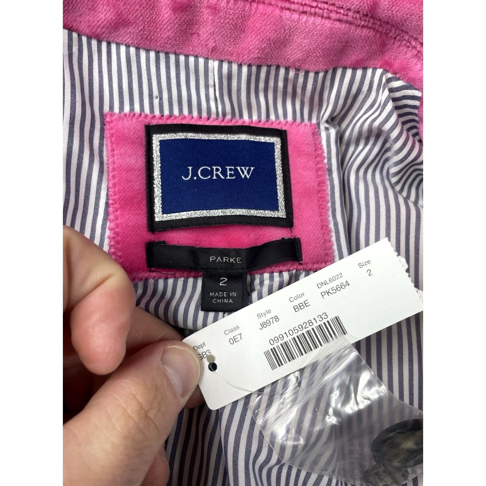 J.Crew J.CREW Blazer Jacket Single-Breasted Velvet Pink Roses Peak Lapel 2 Women NWT Velvet Cotton Dry Clean Only Size XS / US 0-2 / IT 36-38 - 3 Thumbnail