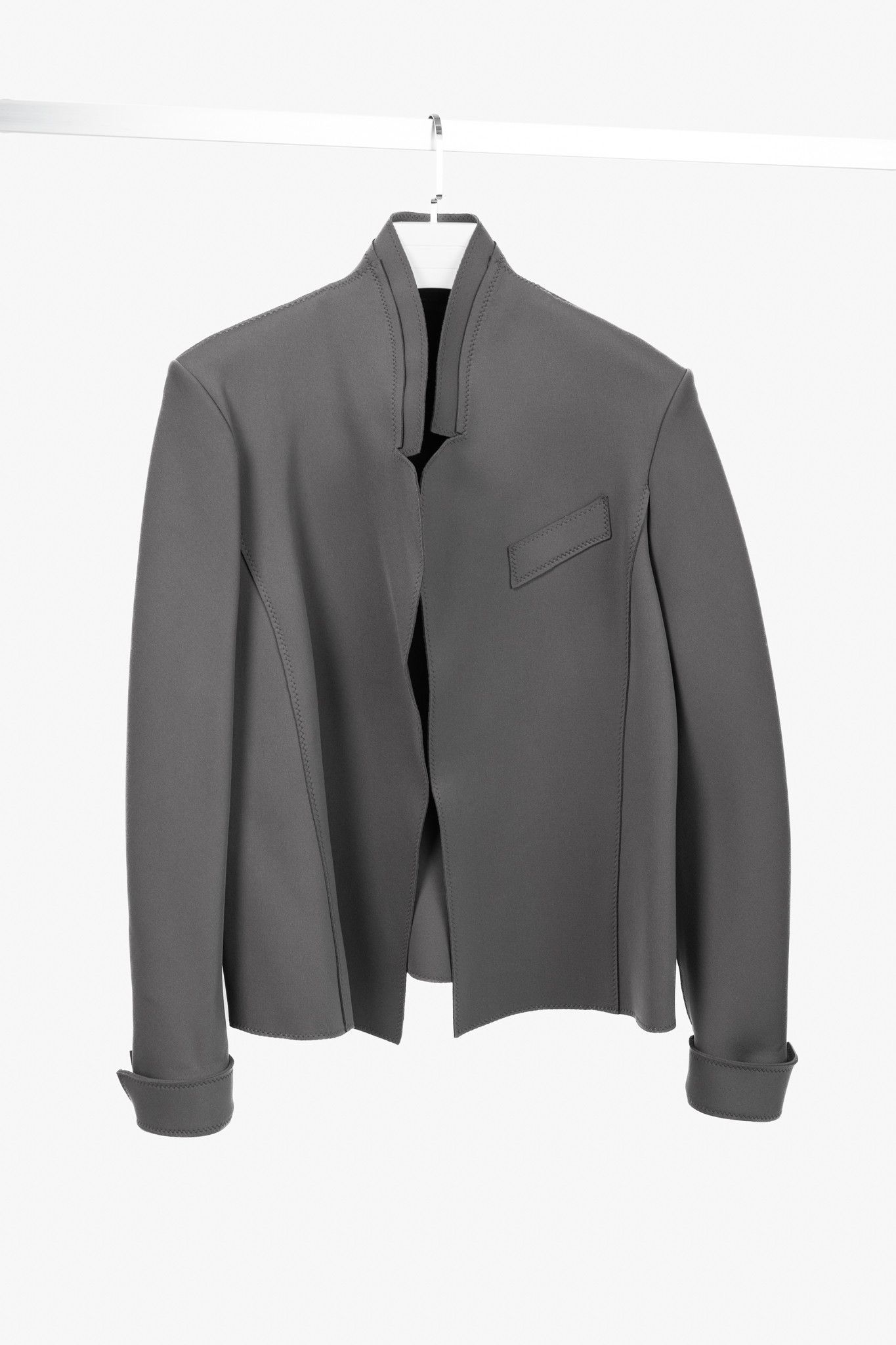 Marie Saint Pierre Marie Saint Pierre Grey Neoprene Open-Front Blazer Size L / US 10 / IT 46 - 1 Thumbnail