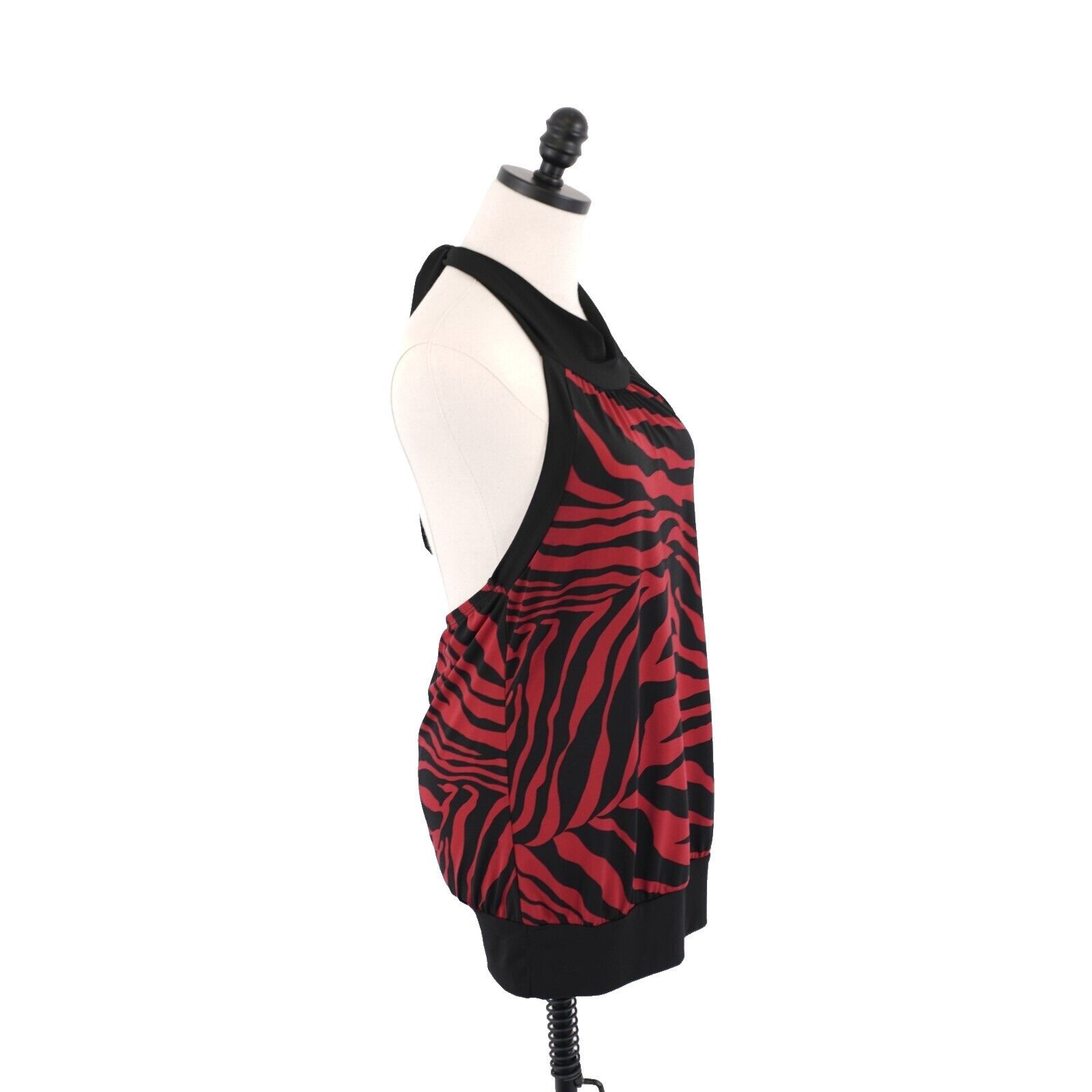 Designer Fleurish Large Red Black Zebra Stripe Halter Top / Mini Dres Size L / US 10 / IT 46 - 6 Thumbnail