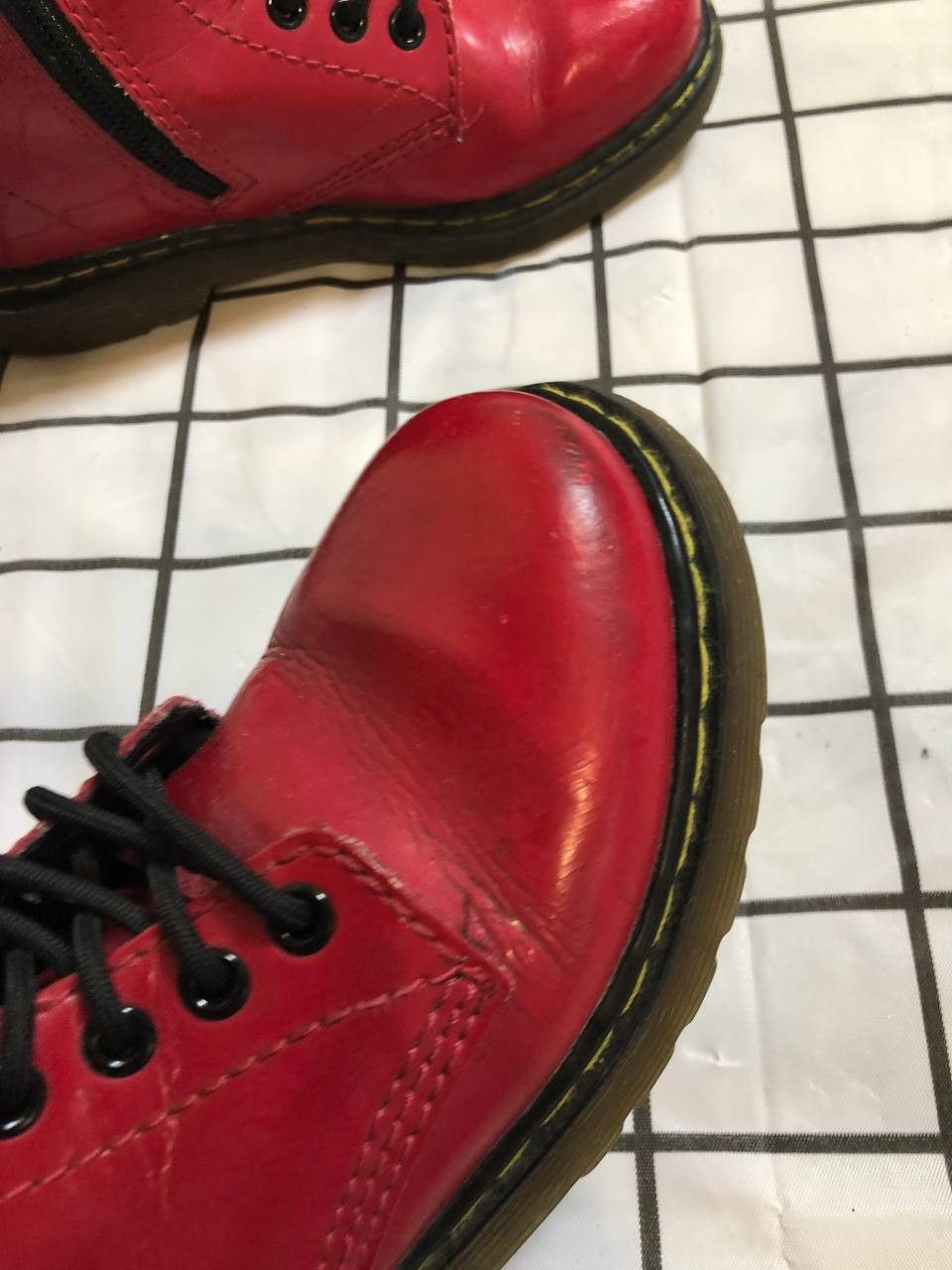 Dr. Martens Dr Martens Brooklee Red Patent Zip And Lace Boots Size US 4 / IT 34 - 3 Thumbnail