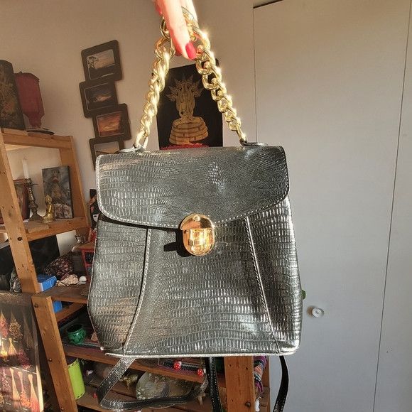 Other Divina Firenze Black Leather Backpack Crossbody Bag Size ONE SIZE - 10 Thumbnail