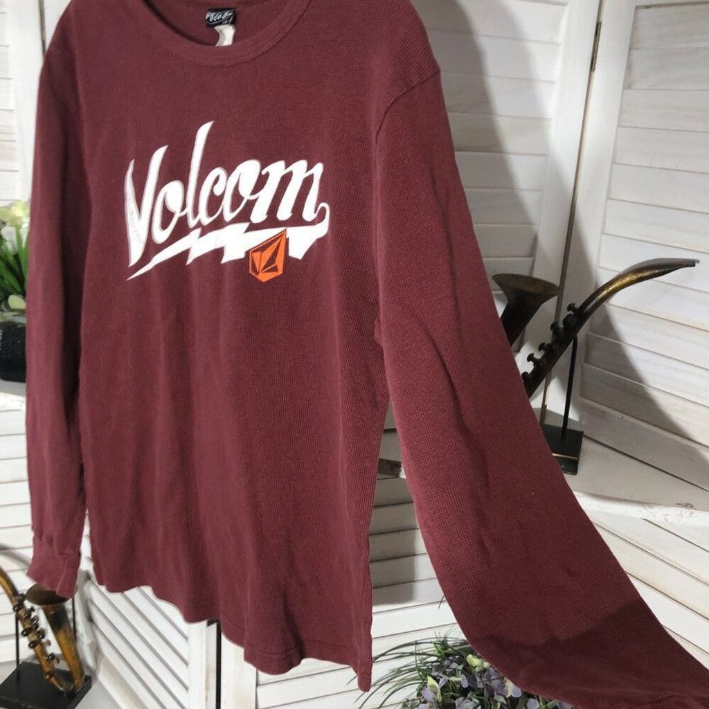 Volcom Y2K Volcom logo shirt long sleeves cotton dark wine color L Size US L / EU 52-54 / 3 - 5 Thumbnail