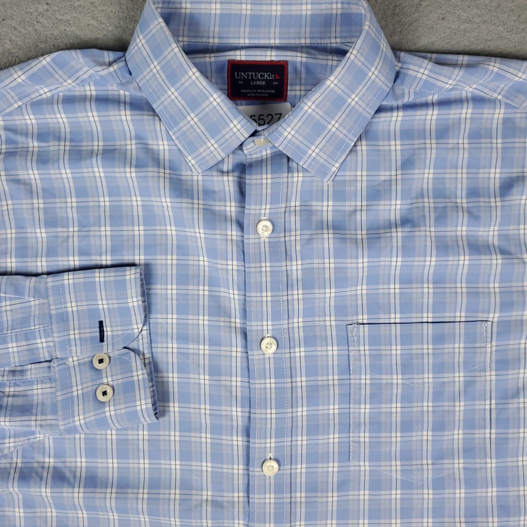 UNTUCKit UNTUCKit Shirt Mens L Blue Plaid Nylon Stretch Button Up Long Sleeve Size US L / EU 52-54 / 3 - 2 Thumbnail