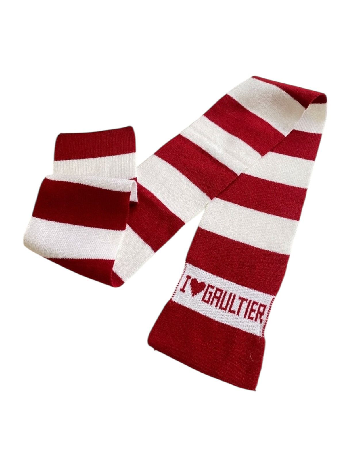 Jean Paul Gaultier Jean Paul Gaultier I Love JPG Striped Red White Scarf Size ONE SIZE - 2 Thumbnail