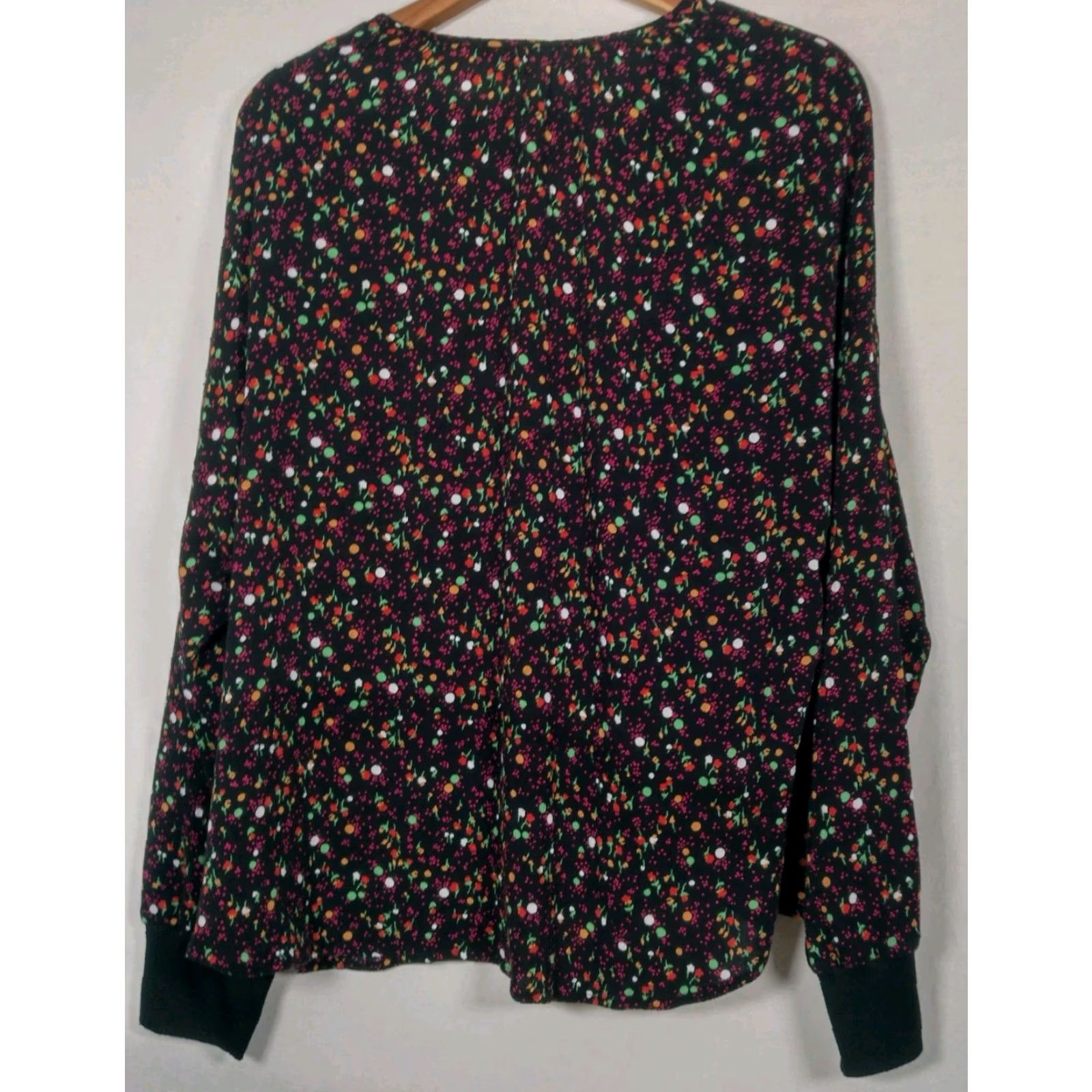 Juicy Couture VINTAGE Juicy Couture Blouse XXL Black Floral Polka Dot Lightweight Balloon Sleeve V neck Boho Hippie Bohemian Womens Beachy Peasant Tie Neck Size XXL / US 16-18 / IT 52-54 - 2 Thumbnail