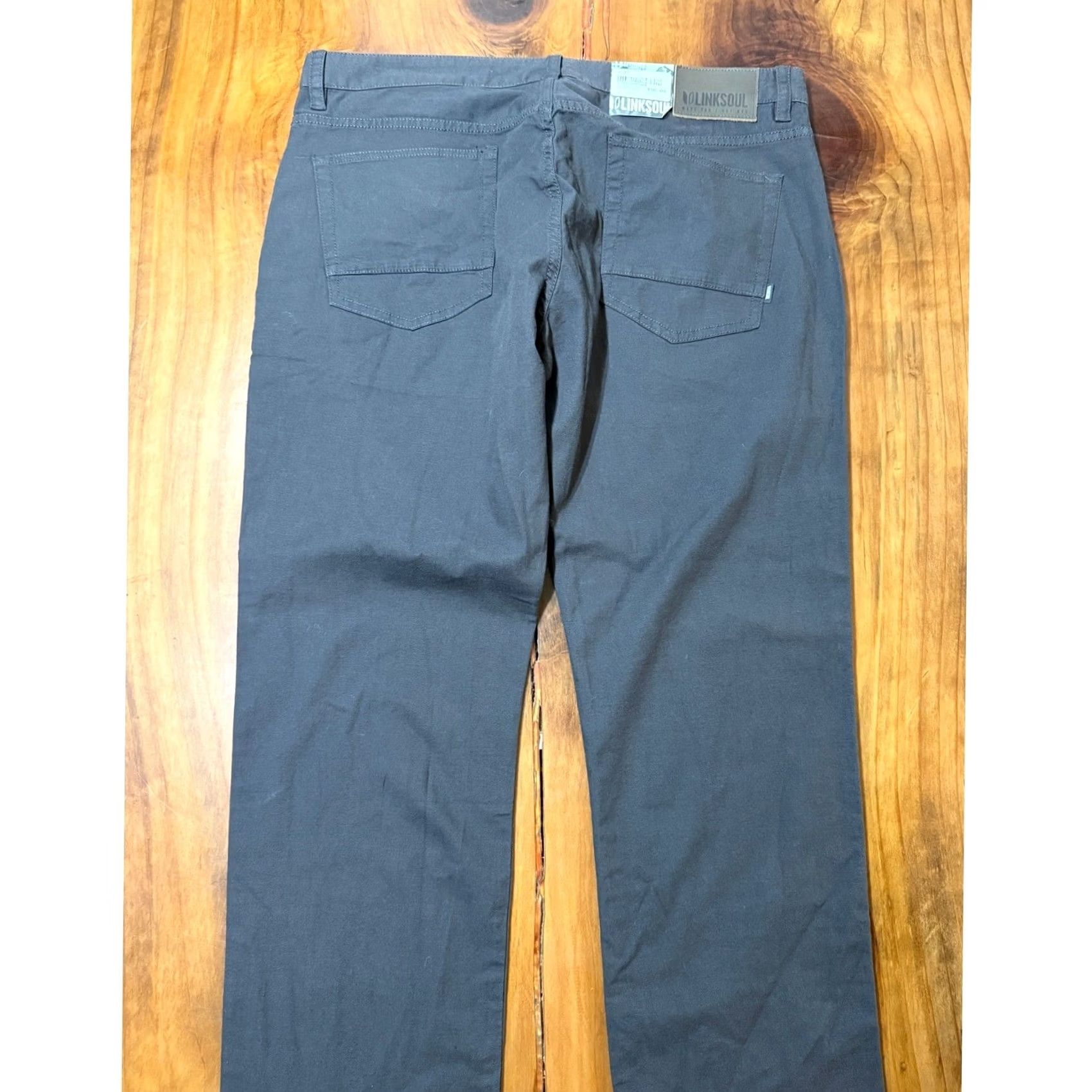 Vintage Linksoul Pants 38 x 31.5 Bamboo Cotton Straight Chino Stretch Charcoal Gray NN Logo Flat Front Men Regular Classic Size 38 Pants Mens Size US 38 / EU 54 - 7 Thumbnail