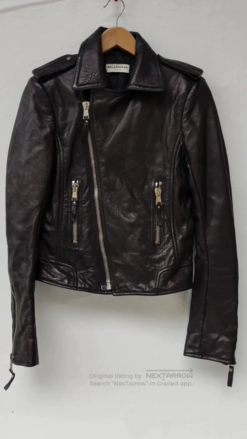 Balenciaga Balenciaga Black biker leather jacket Size S / US 4 / IT 40 - 1 Thumbnail