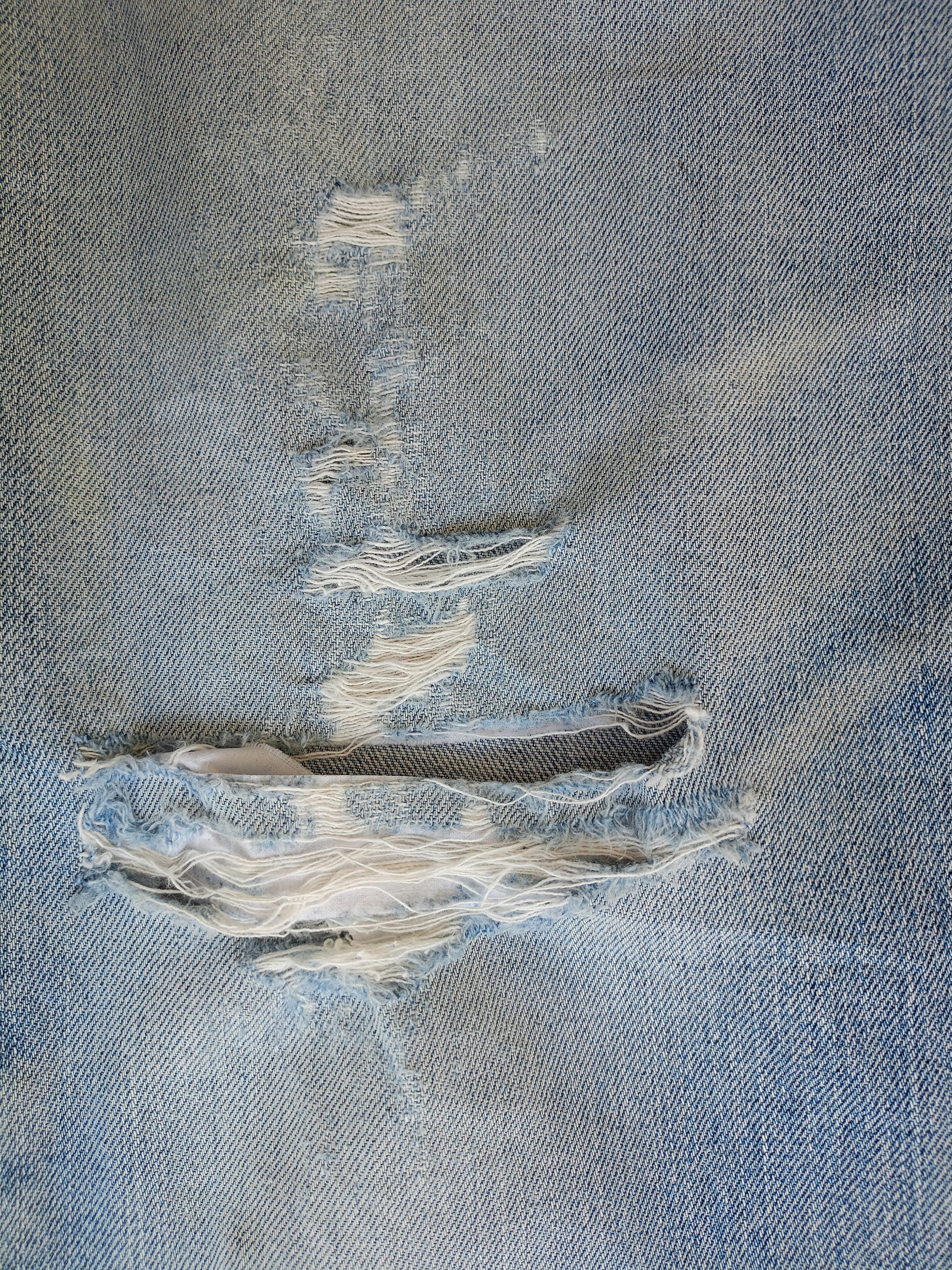 UNIQLO Distressed, Cropped Wide Leg Streetwear Denim