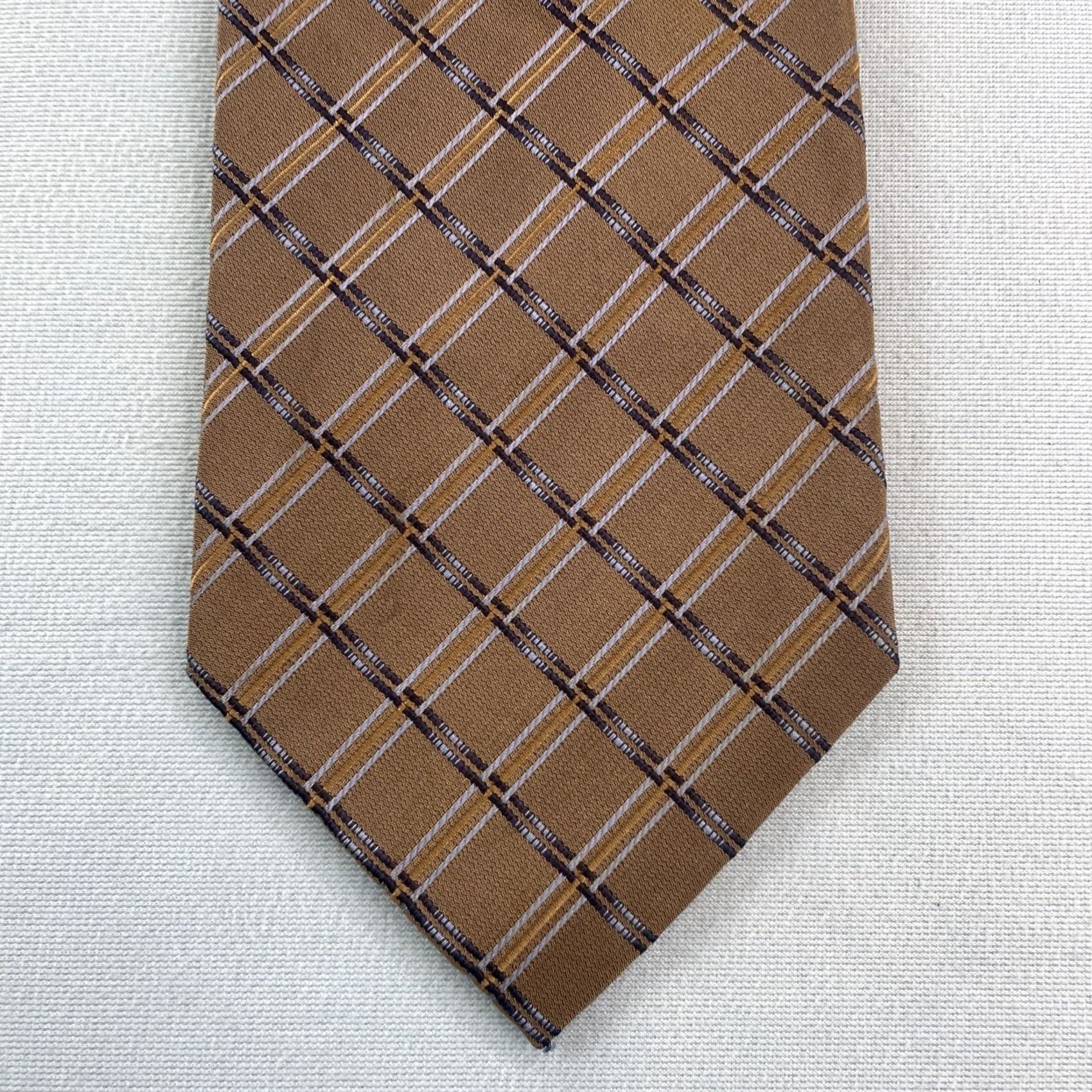 Vintage VINTAGE Valerio Galati Silk Tie Brown Plaid Western Capsule Wide vtg 90s 4x59" Men's Tie Size ONE SIZE - 2 Thumbnail