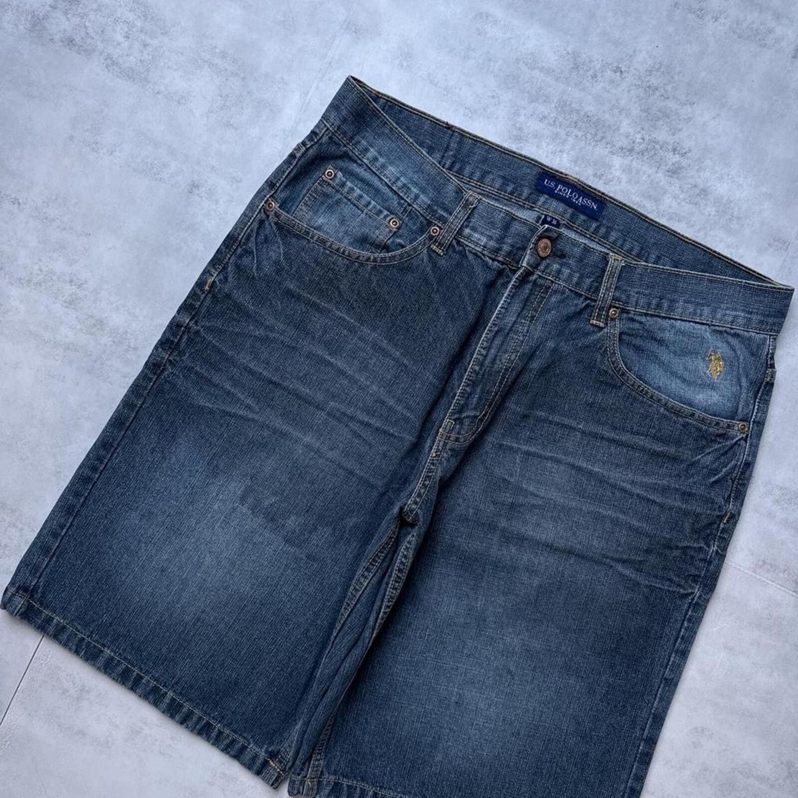 True Religion Y2K U.S. Polo Assn 00s Baggy Denim Shorts Size US 32 / EU 48 - 6 Thumbnail