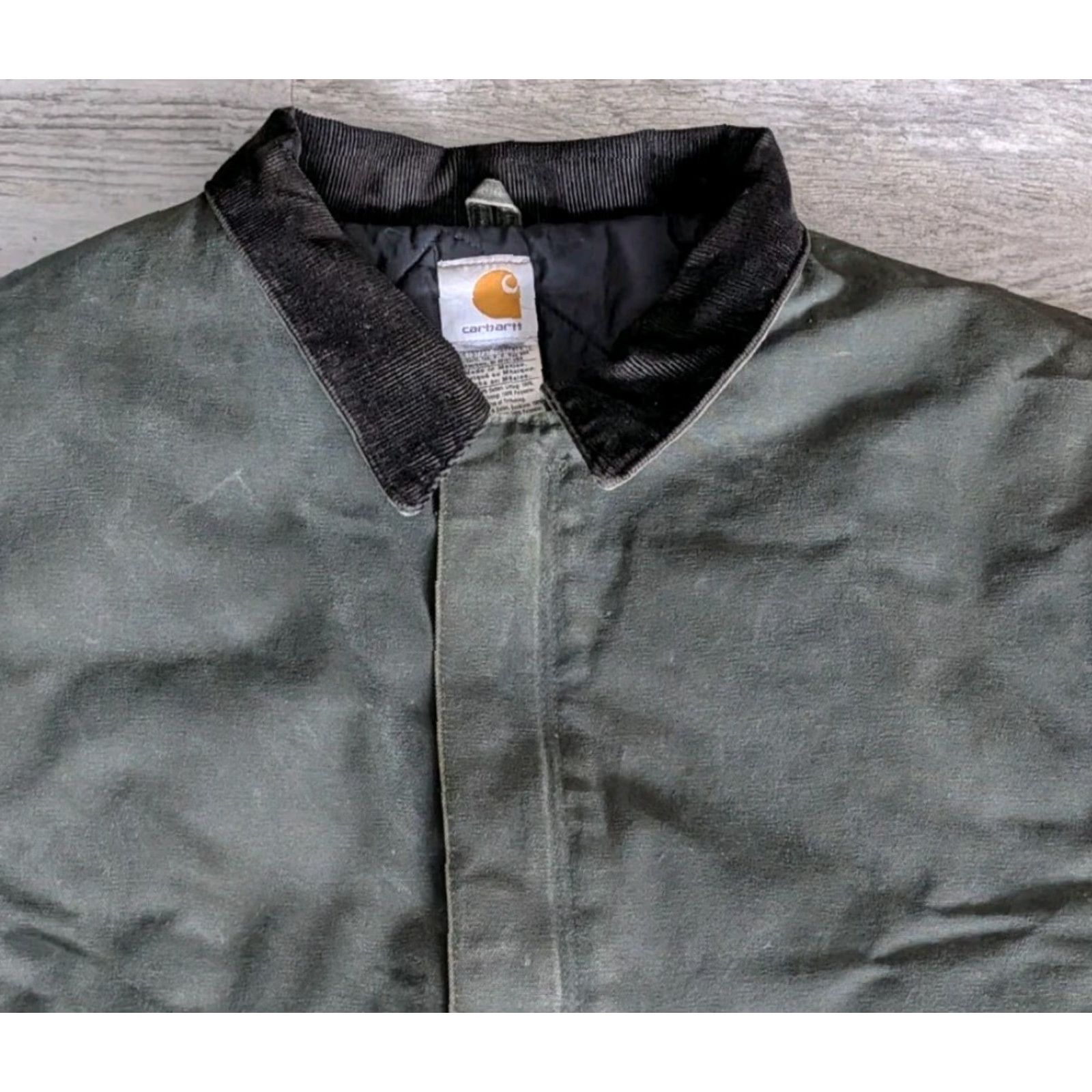 Carhartt VINTAGE Carhartt Jacket 3XLT Mens MOS Green Corduroy Collar Quilted Full Zip Lined Pockets Workwear 90s USA Detroit Arct ic Size US XXL / EU 58 / 5 - 2 Thumbnail