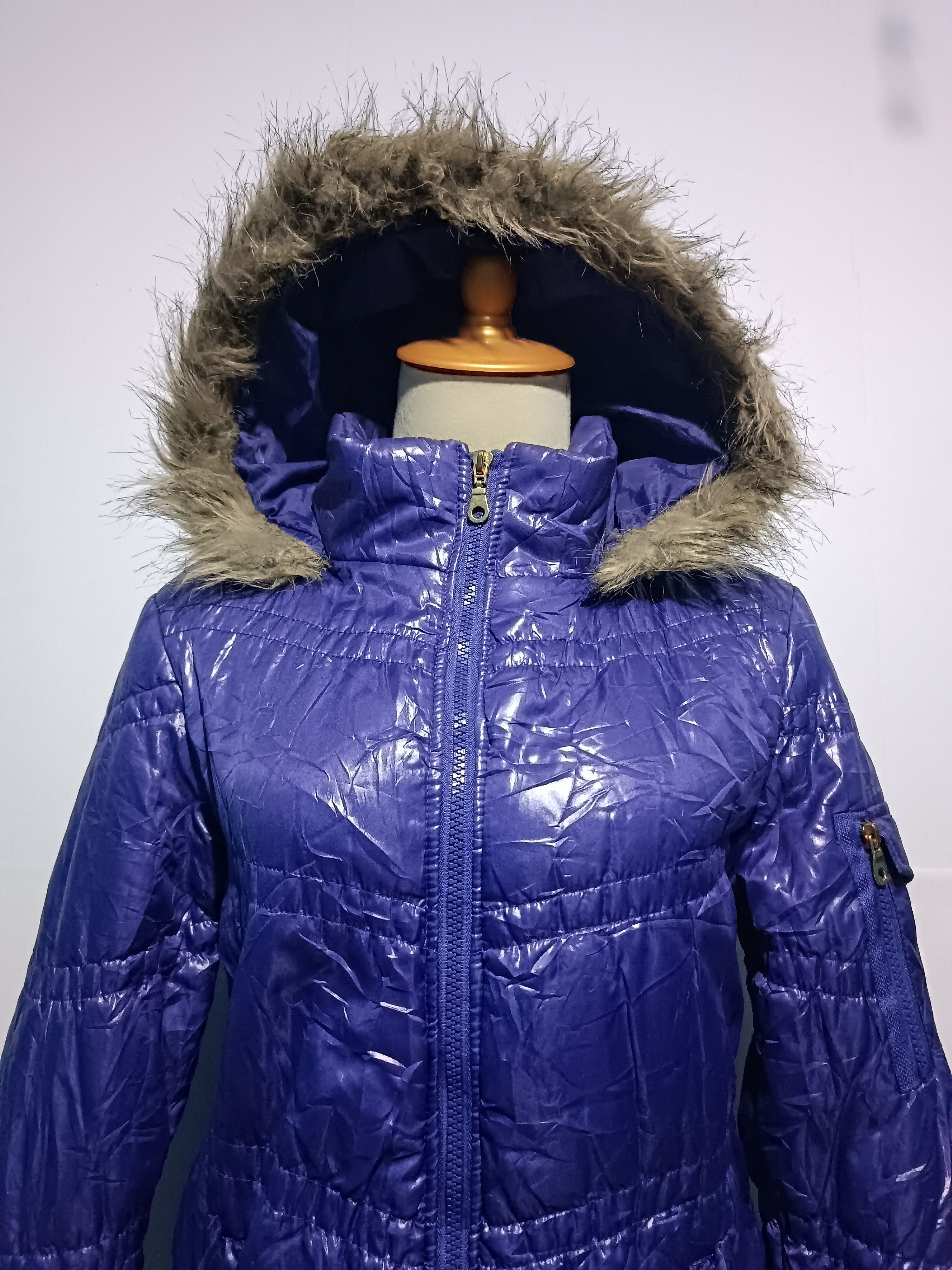 Japanese Brand Women's Faux Fur Hood Puffer Jacket Purple Size M / US 6-8 / IT 42-44 - 3 Thumbnail