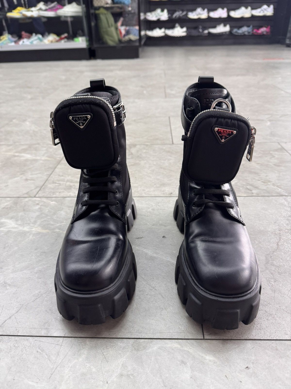 Prada Prada Monolith Brushed Leather And Nylon Pouch Boots Size US 7.5 / IT 37.5 - 4 Thumbnail