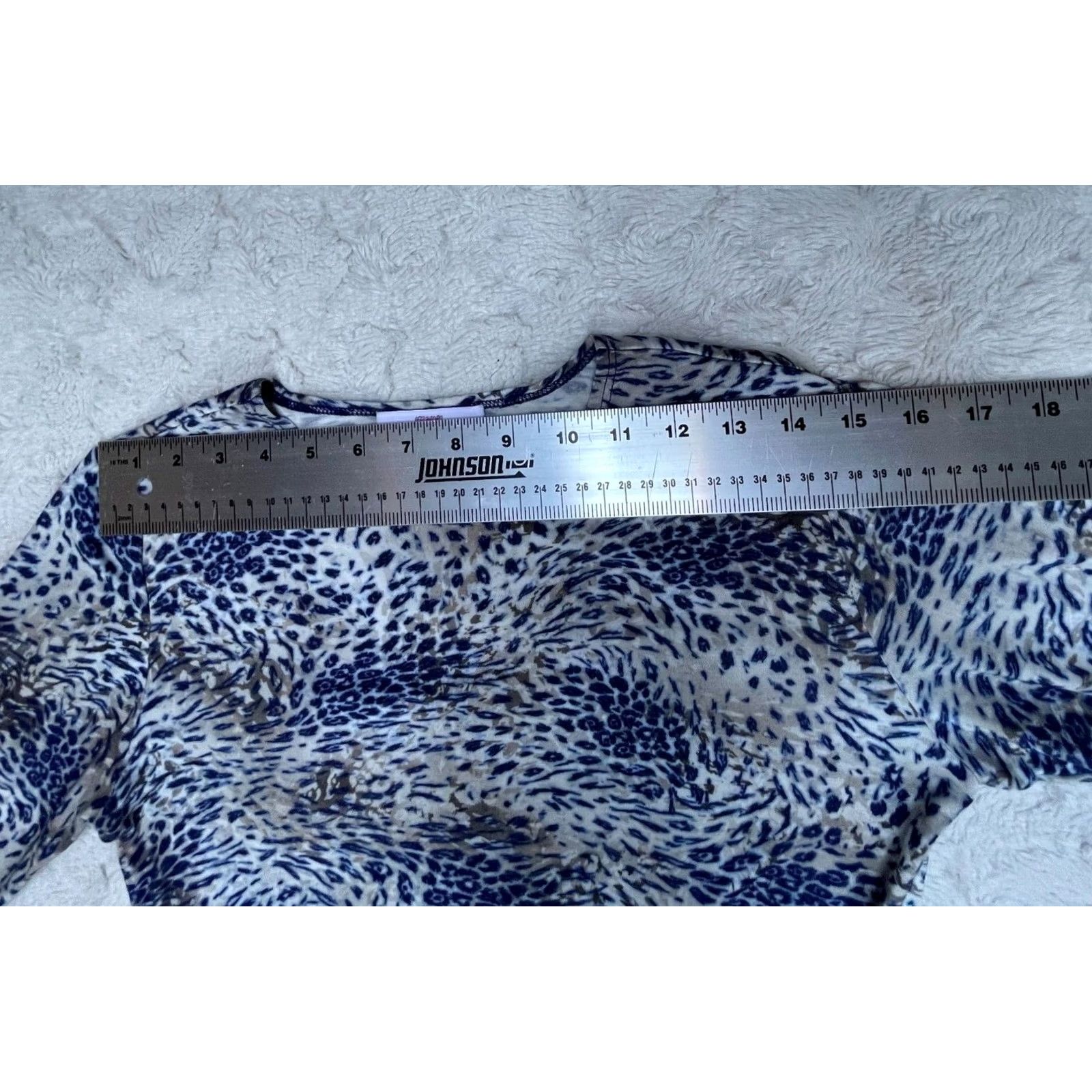 Vintage Leggiadro Womens Top 2 Blue White Animal Print T-Shirt 3/4 Sleeve Stretch Casual Size XS / US 0-2 / IT 36-38 - 3 Thumbnail