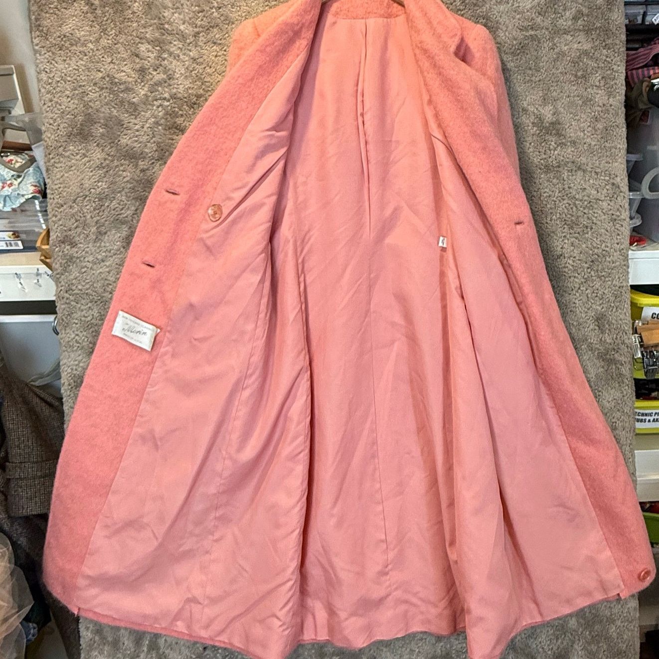Other Vintage Pink Mohair Trench Coat Double Breasted Long Size M / US 6-8 / IT 42-44 - 3 Thumbnail