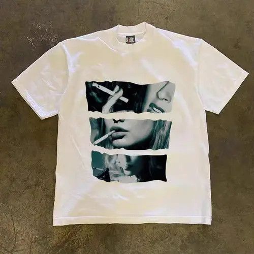 Japanese Brand White washed street fashion smoking pattern cotton t-shirt Size US M / EU 48-50 / 2 - 2 Thumbnail