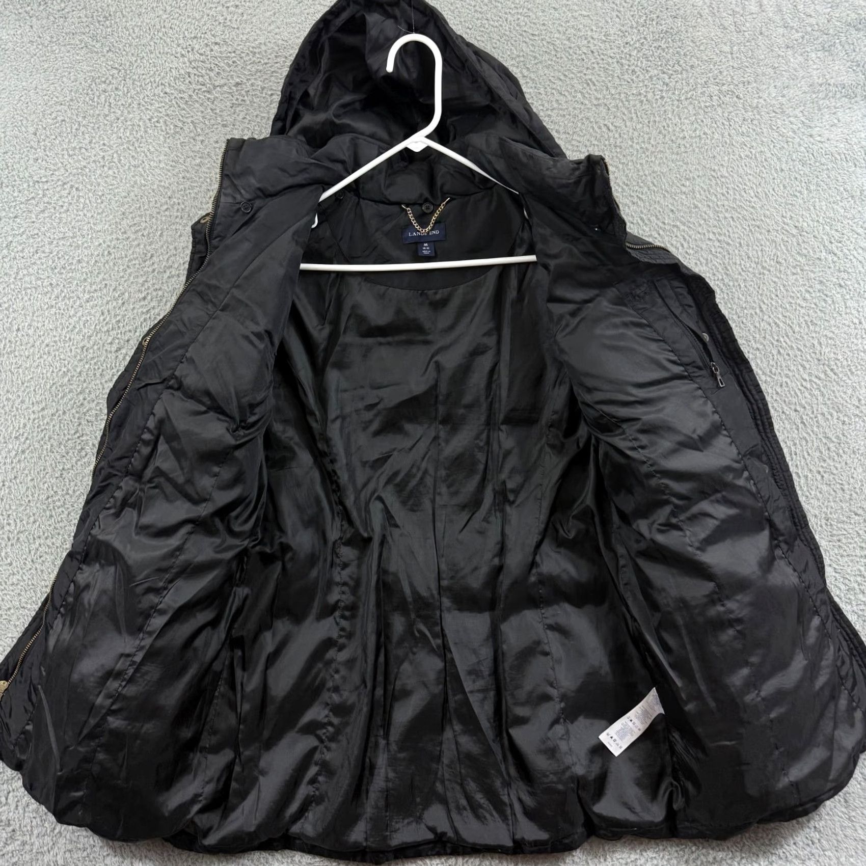 Lands' End Lands End Jacket Womens M 10-12 Black Hooded Puffer Parka Down Quilted Weathergear Zip Pockets Size M / US 6-8 / IT 42-44 - 7 Thumbnail