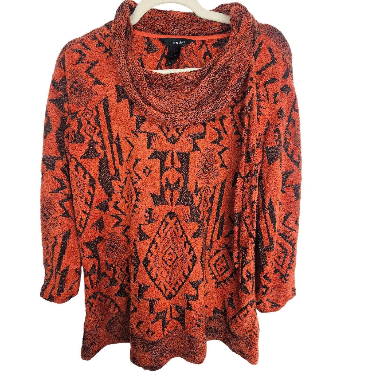 Miles New York Ali Miles Aztec Tribal Cowl Neck Fuzzy Sweater Southwestern Size S / US 4 / IT 40 - 1 Thumbnail