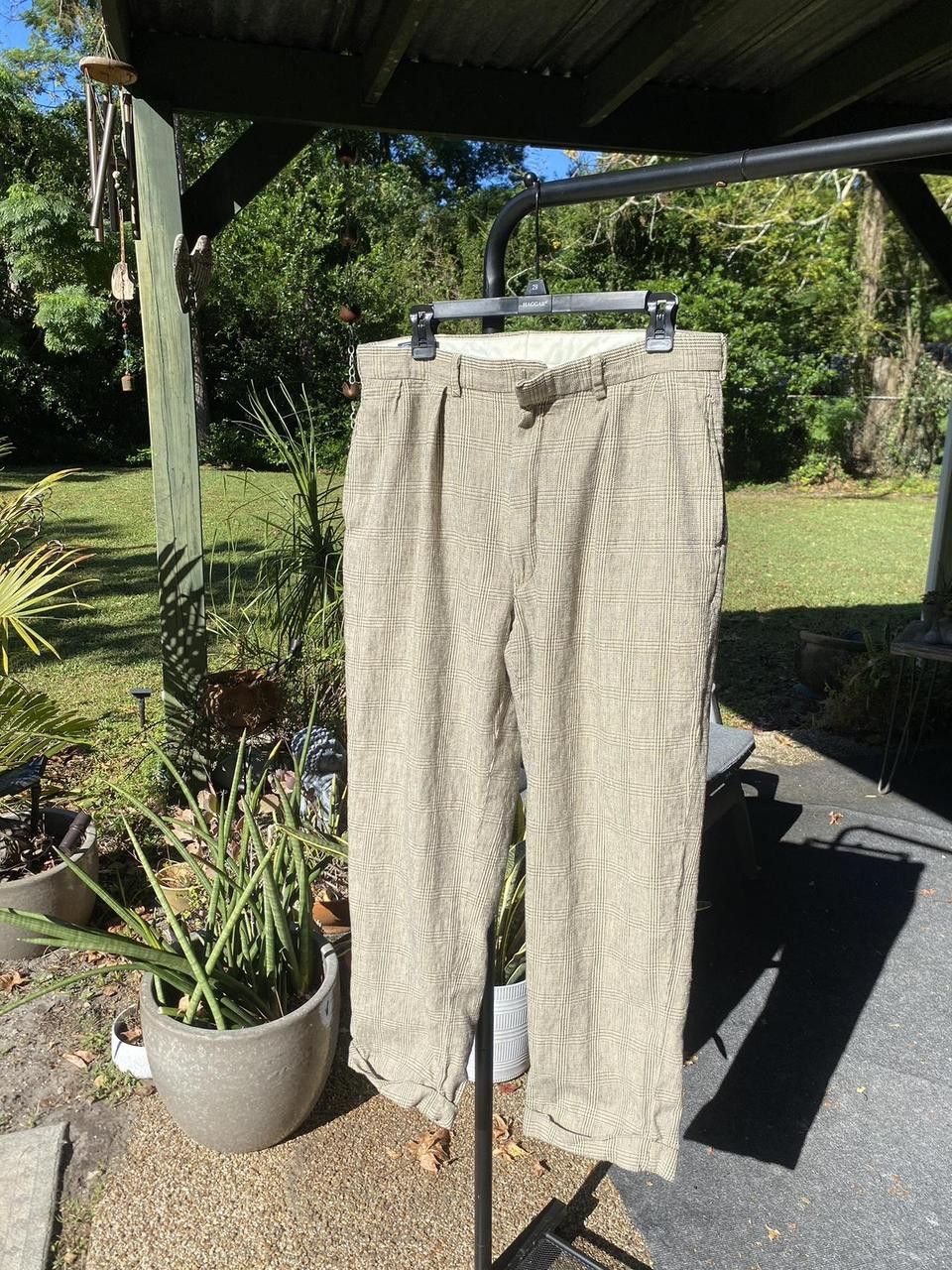 Polo Ralph Lauren Vintage Polo Ralph Lauren Cream Plaid Pleated Pants 30x34 Size US 30 / EU 46 - 2 Thumbnail