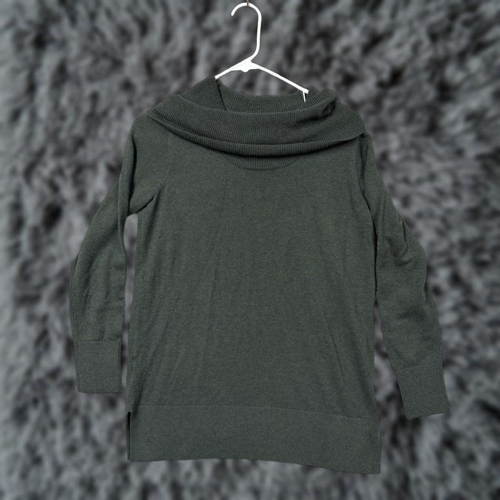 Loft LOFT Womens Sweater M Green Cowl Neck Pullover Knit Casual Fall Winter 60% Acrylic 40% Nylon Solid Tight-Knit Long Sleeve Ladies Mens? (Gender at end) Size M / US 6-8 / IT 42-44 - 1 Thumbnail