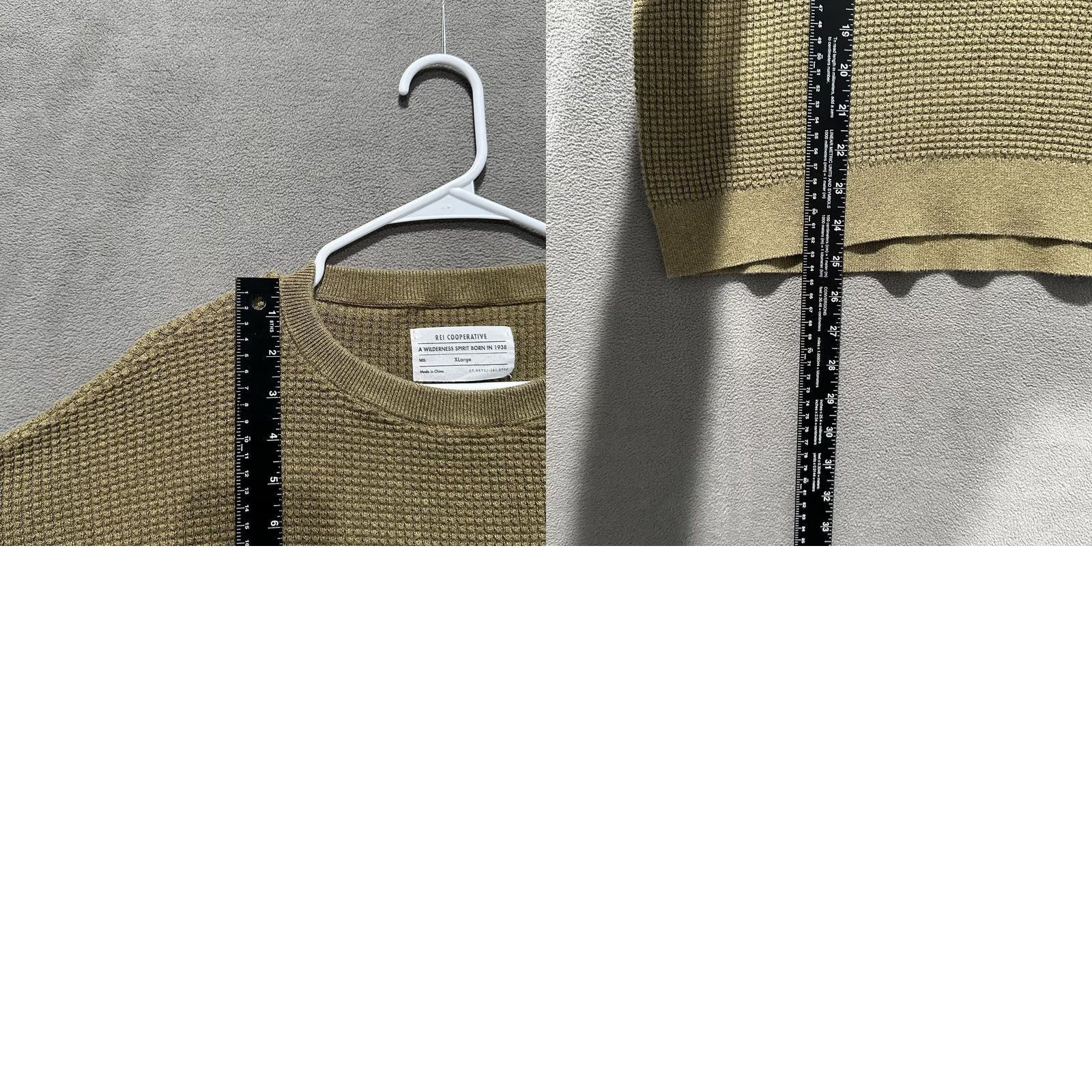 Vintage REI Co-op Sweater Womens XL Olive Green Wallace Lake Waffle Knit Thermal EUC Size XL / US 12-14 / IT 48-50 - 8 Thumbnail