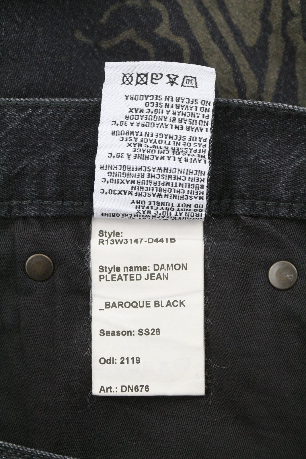 R13 DAMON PLEATED 26 Baroque Black Wide Jeans 89853 Size 26" / US 2 / IT 38 - 10 Thumbnail