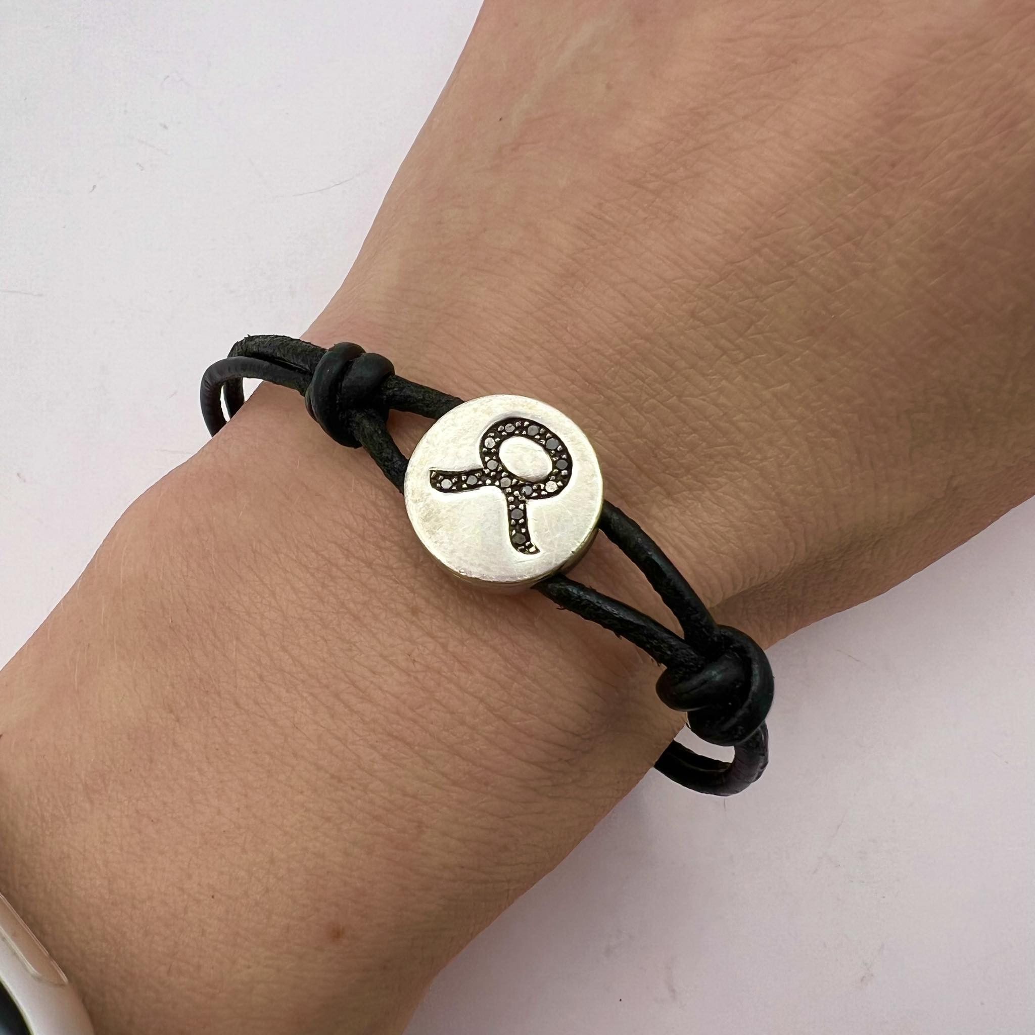 Vintage Amanda Wakeley Black diamond Sterling SilverBracelet Leather Size ONE SIZE - 6 Thumbnail