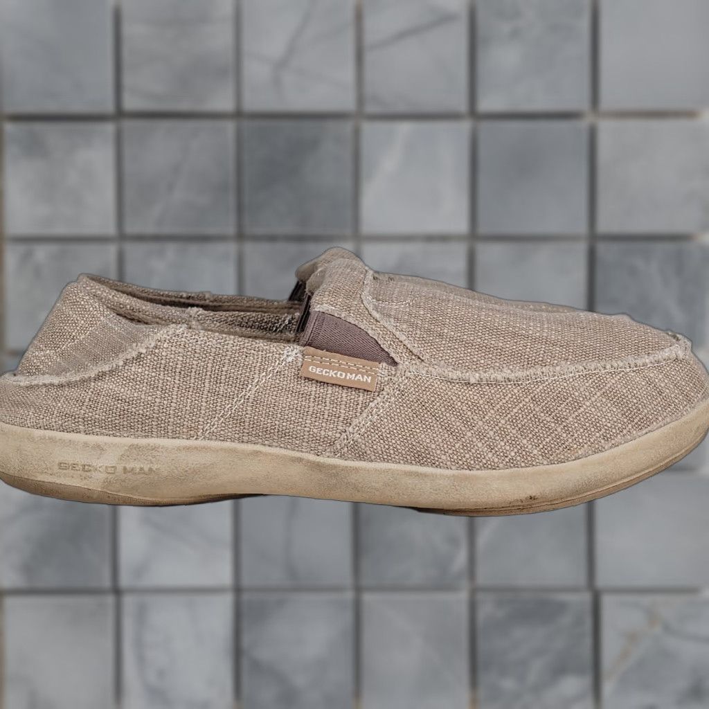 Vintage GeckoMan Men Loafer Canvas Beige Arch Support Slip On Square Toe 10M Casual Shoes Size US 10 / EU 43 - 1 Thumbnail