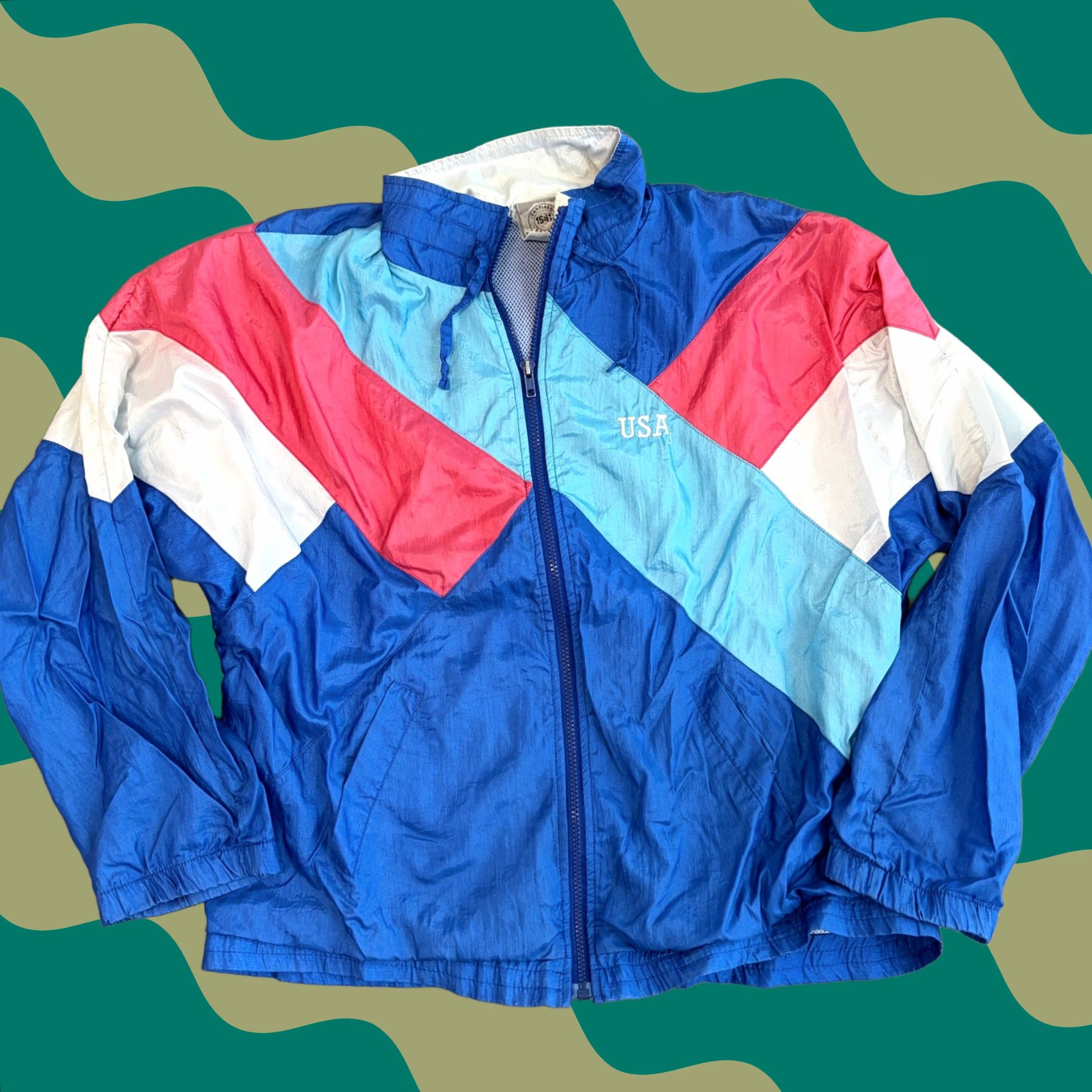 Vintage VINTAGE Y2K USA American Red White Blue Track Windbreaker Full Zip Jacket M Mens Red White Blue Windbreaker Full Zip Track Jacket M Size US M / EU 48-50 / 2 - 1 Thumbnail