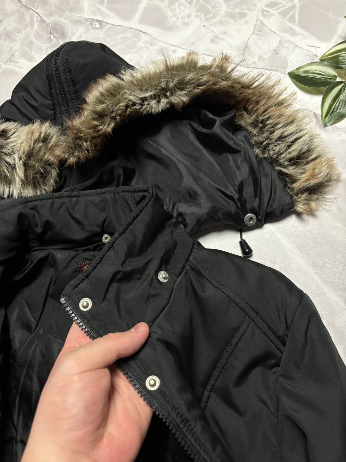 Other Womens VTG Y2K Cropped Bomber Jacket Faux Fur Babydoll Black Size S / US 4 / IT 40 - 10 Thumbnail