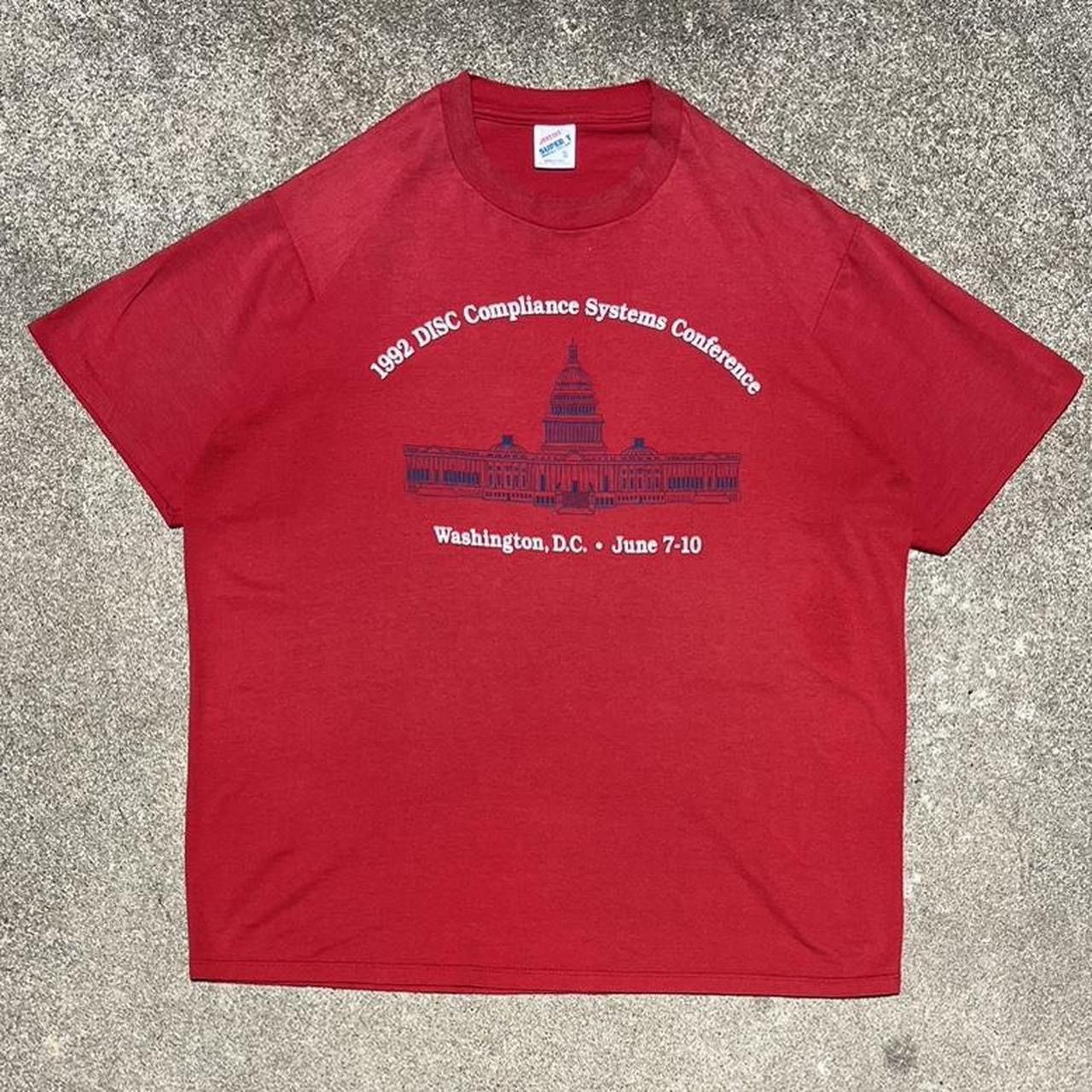 Jerzees × Vintage Vintage 90s Washington DC Tee USA Jerzees Single Stitch Size US XL / EU 56 / 4 - 2 Thumbnail