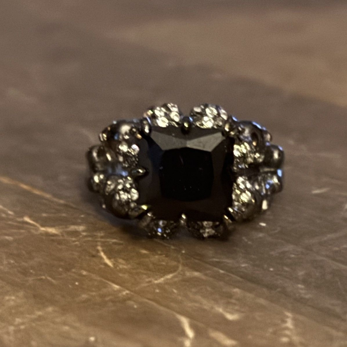 Other Gothic dark silver tone black princess cut skull ring Size ONE SIZE - 4 Thumbnail