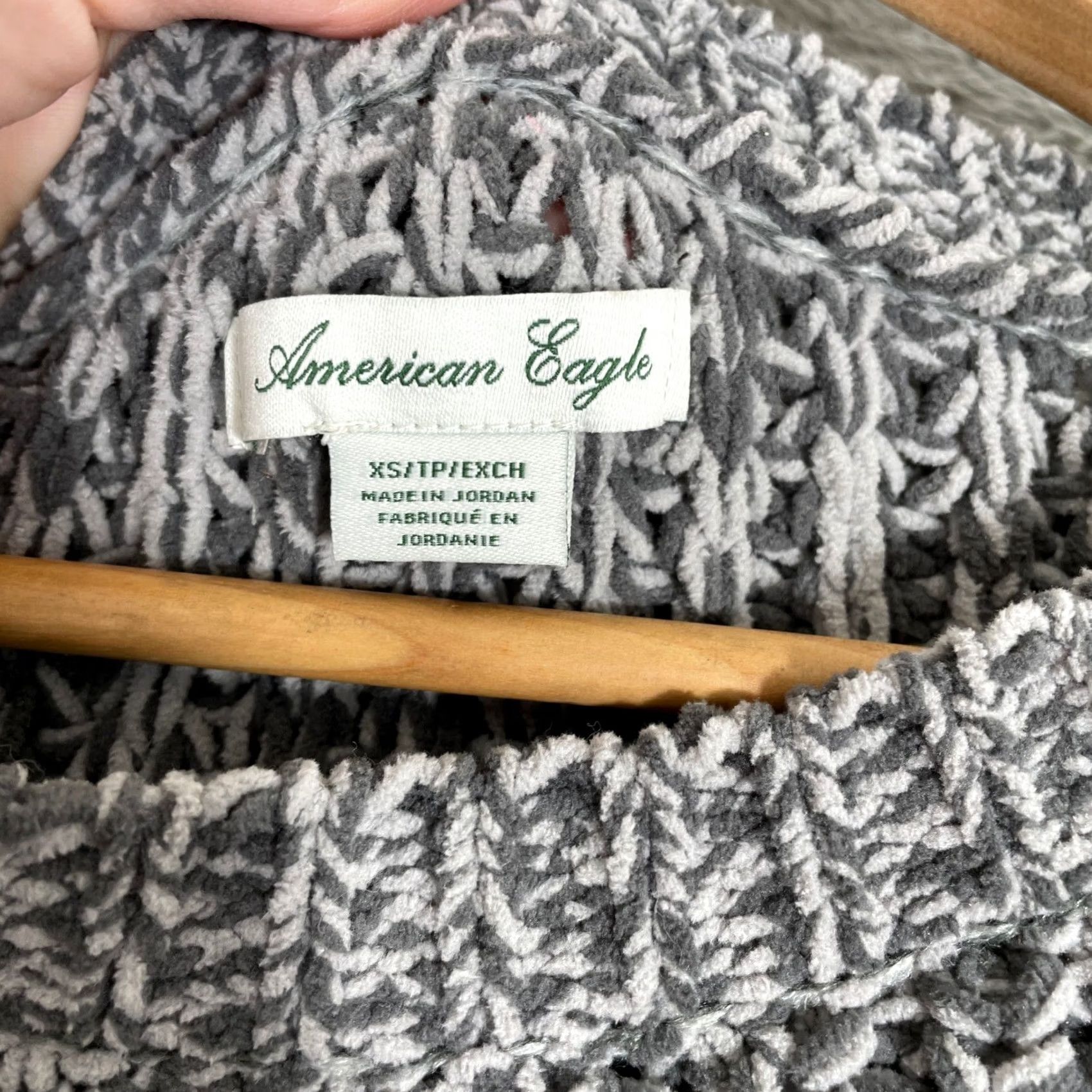 Vintage American Eagle Sweater Womens XS Gray Marled Chenille Knit Oversized Pullover Size XS / US 0-2 / IT 36-38 - 3 Thumbnail