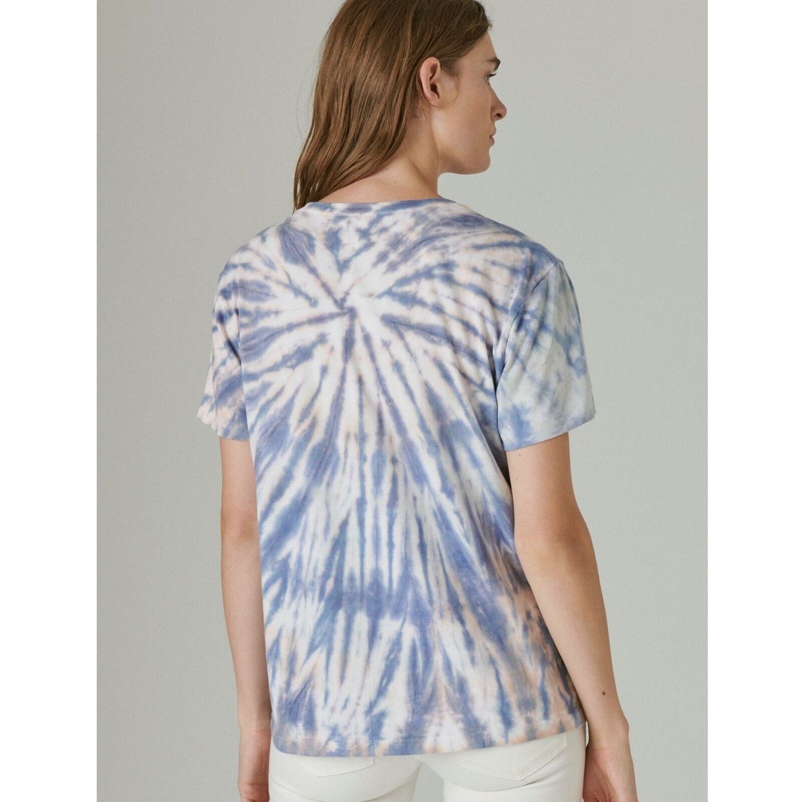 Lucky Brand Lucky Brand Women Blue Tie-Dyed AC/DC Casual T-Shirt Size L Size L / US 10 / IT 46 - 3 Thumbnail