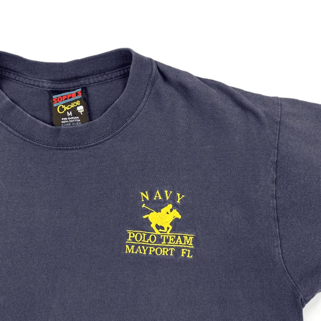 Soffe VINTAGE Soffe Navy Polo Team Shirt Adult MEDIUM Blue 90s Navy POLO TEAM Mayport Florida Crew Neck Short Sleeve T-Shirt Mens Size US M / EU 48-50 / 2 - 2 Thumbnail