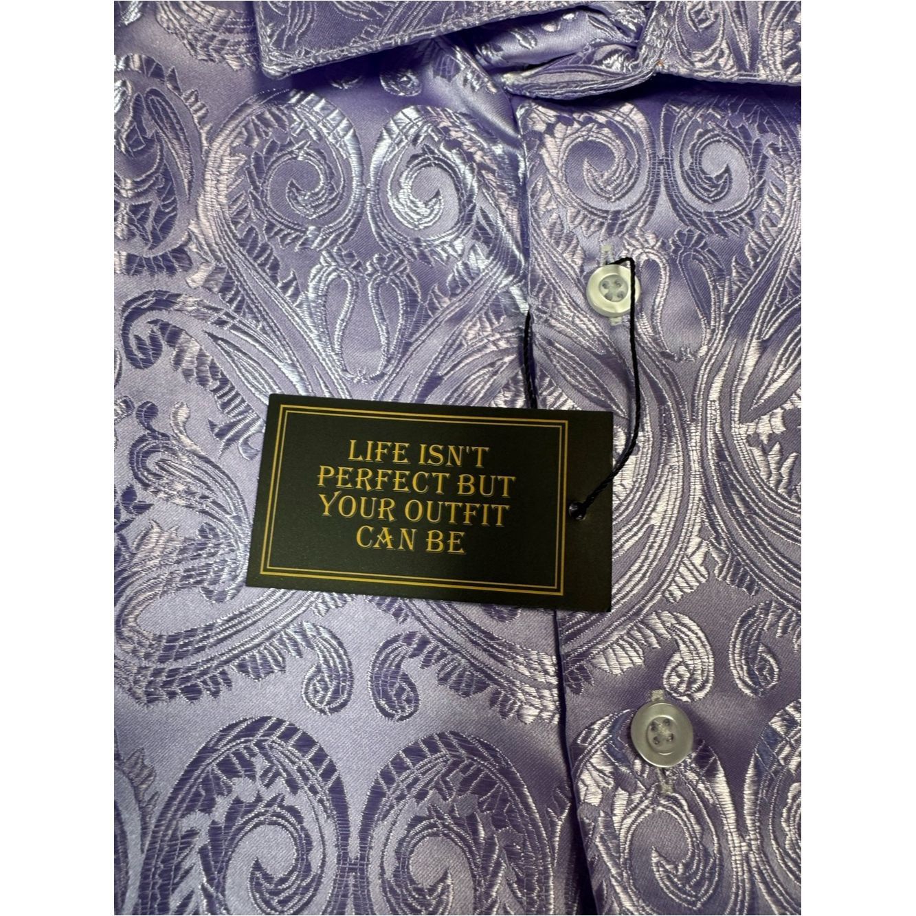 Other NWT New DiBanGu Silk Blend Paisley Long Sleeve Lavender Shi Size US L / EU 52-54 / 3 - 8 Thumbnail