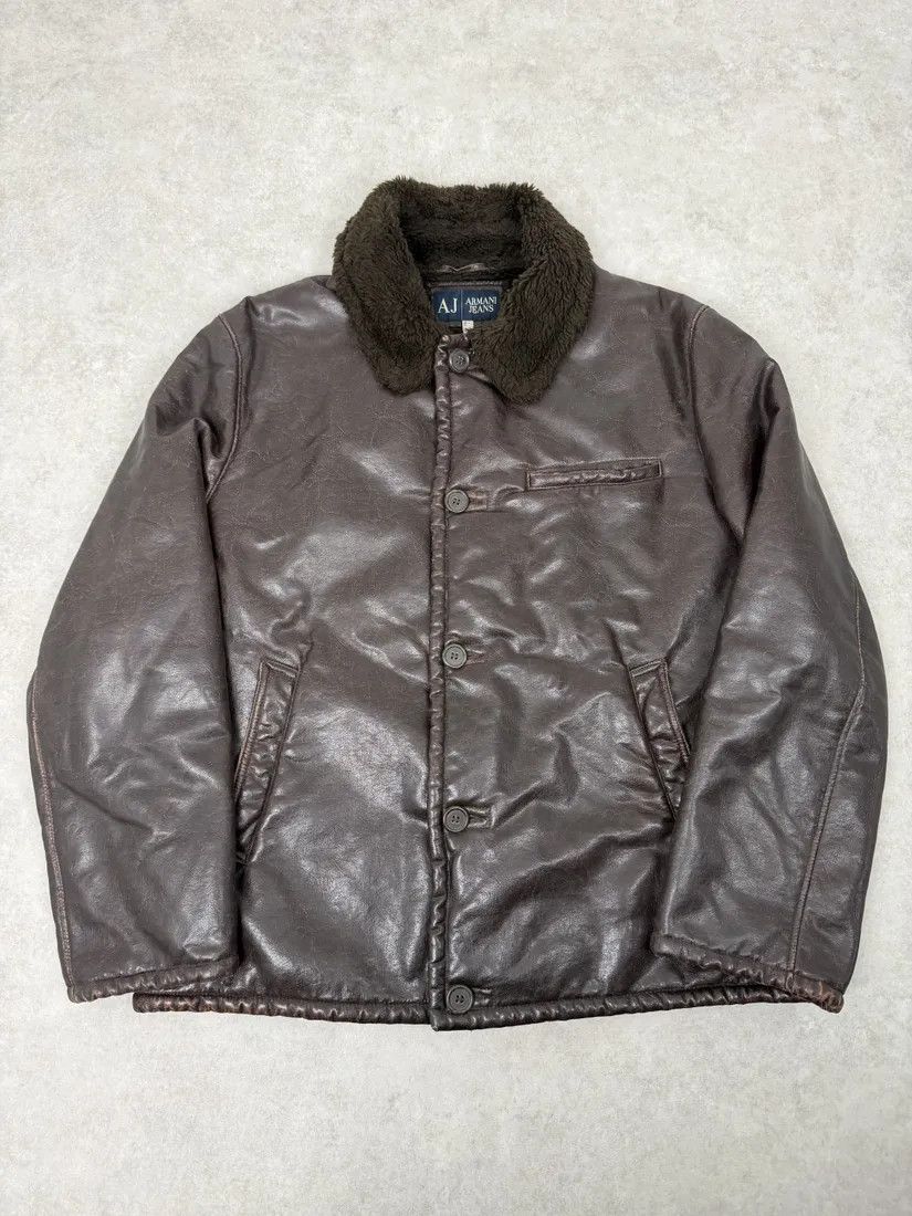 Armani 2000s Armani Brown Faux Shearling Jacket Size US M / EU 48-50 / 2 - 1 Thumbnail