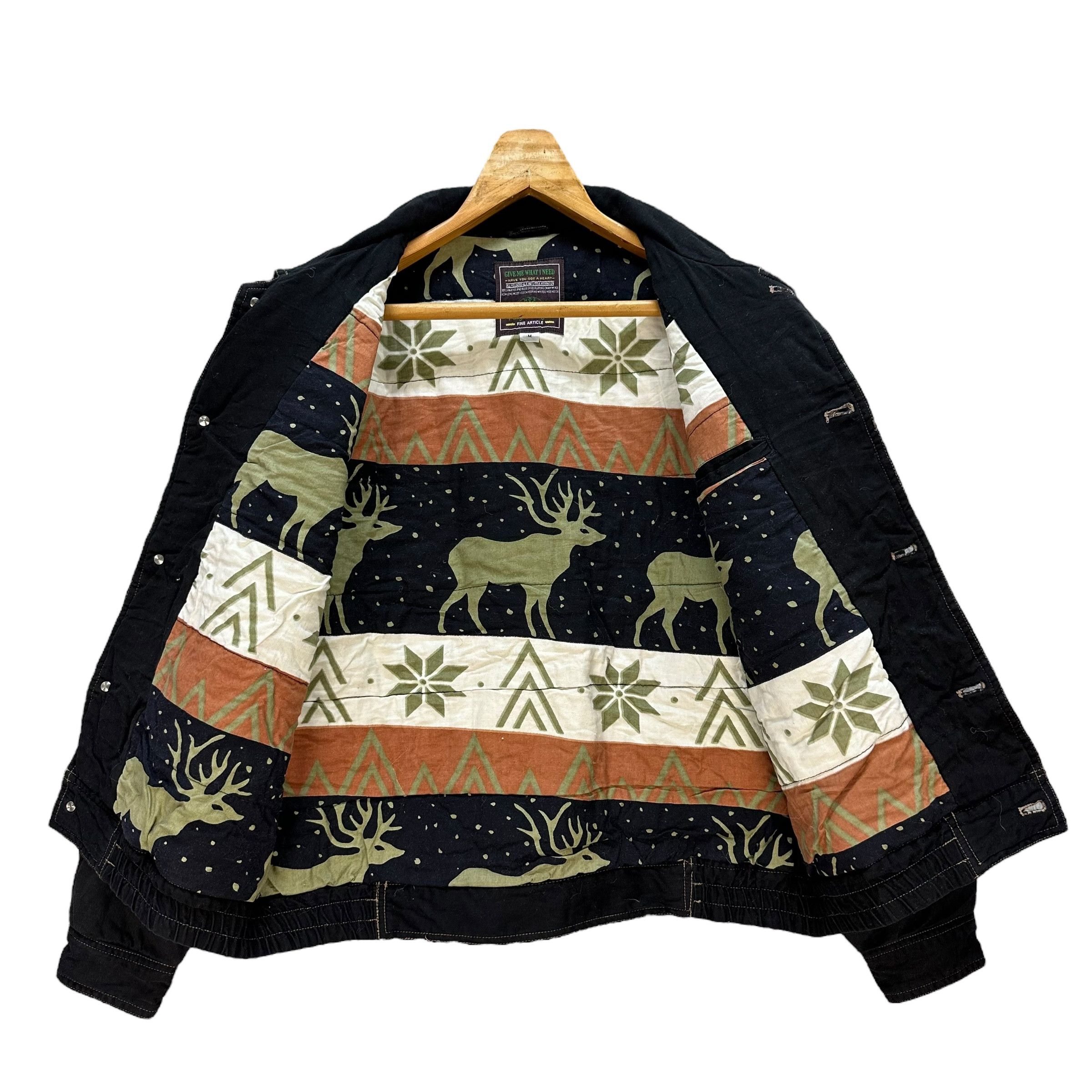 Japanese Brand PING CHENG 2 Lined Graphics Printed Denim Jacket #A39-0889 Size US M / EU 48-50 / 2 - 1 Thumbnail