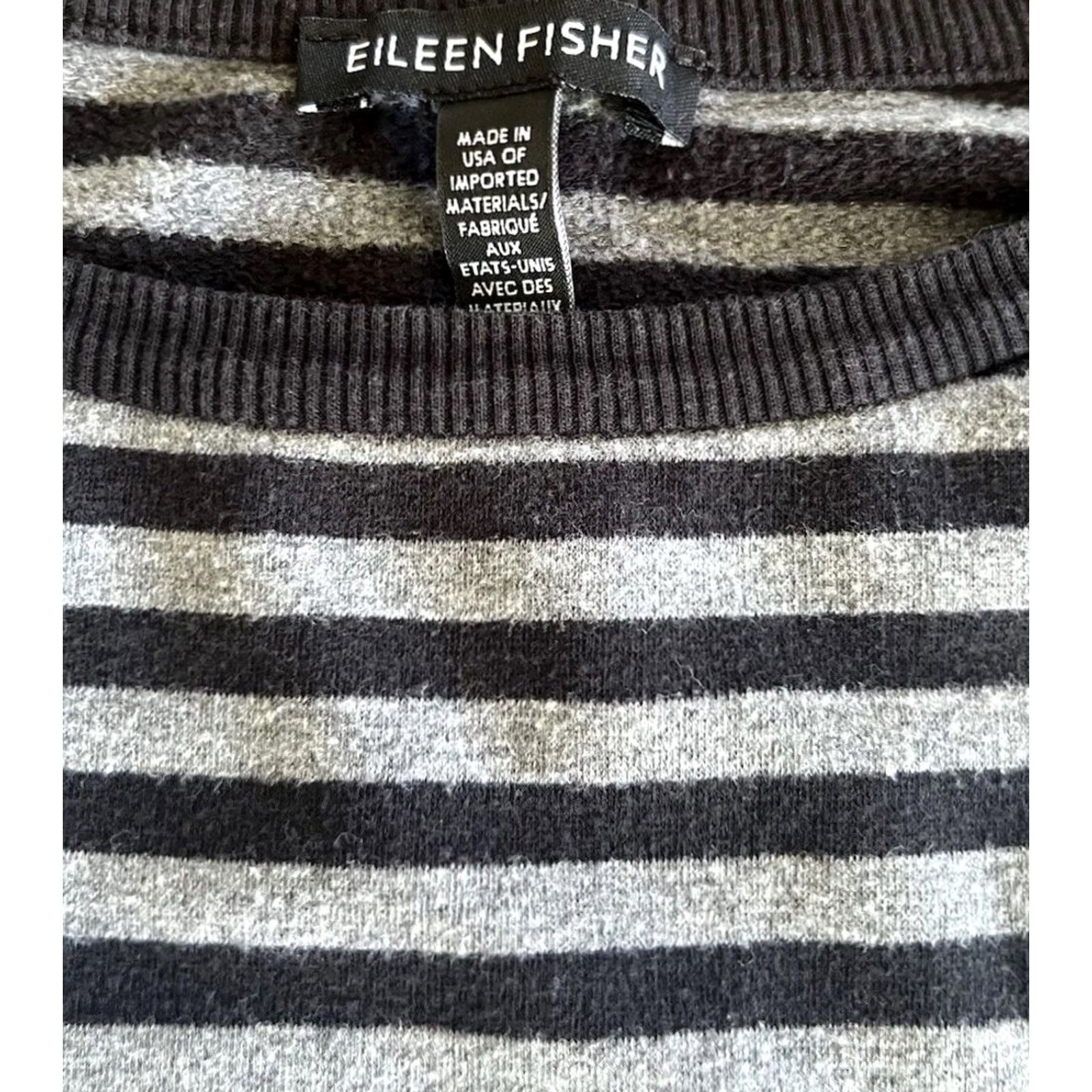 Eileen Fisher Eileen Fisher Womens Sweater Gray Stripe Stretch Knit Round Neck S Size S / US 4 / IT 40 - 4 Thumbnail
