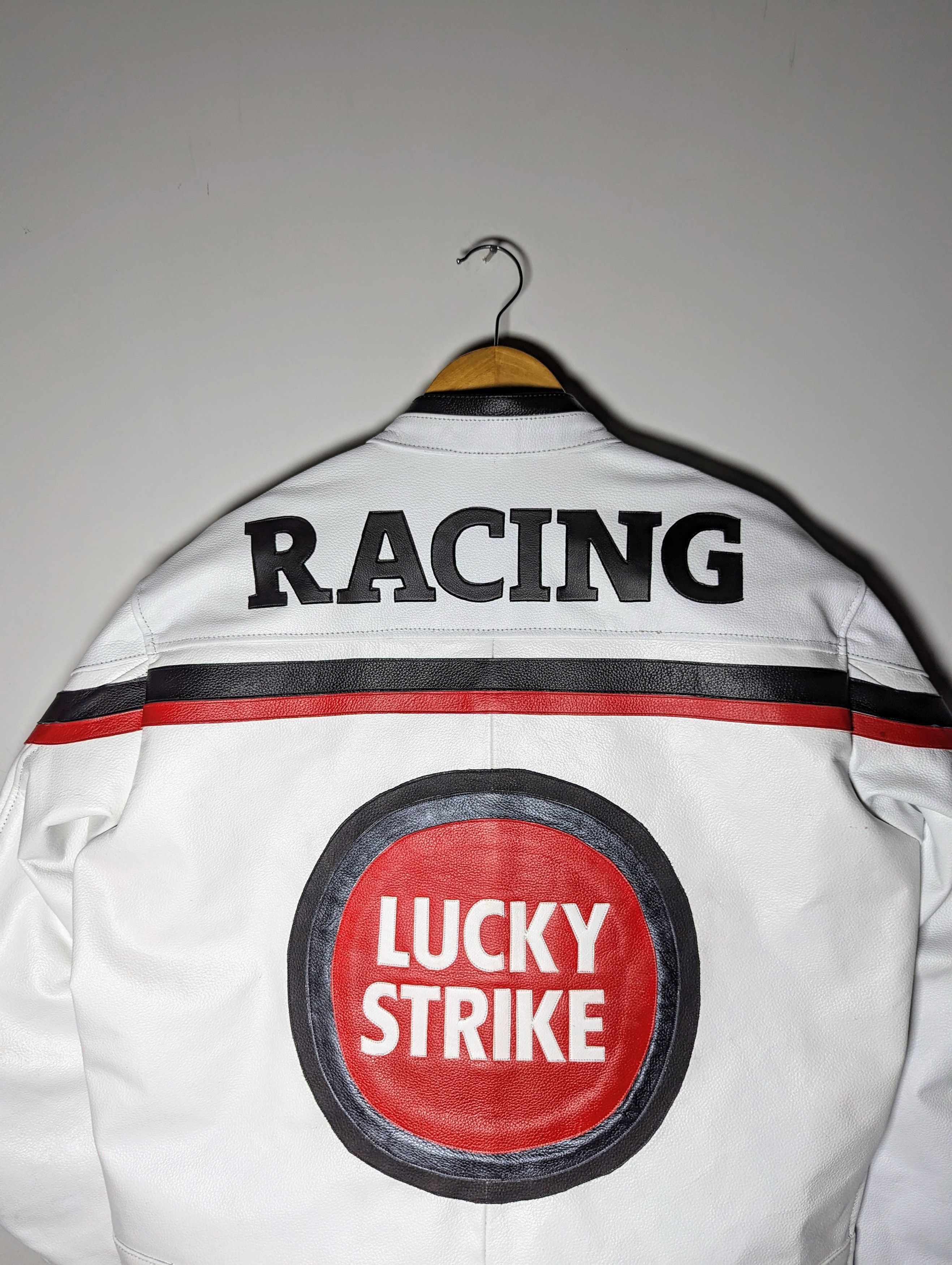 Vintage 💥🔥 VINTAGE LUCKY STRIKE RACING LEATHER BIKER JACKET Size US L / EU 52-54 / 3 - 12 Thumbnail