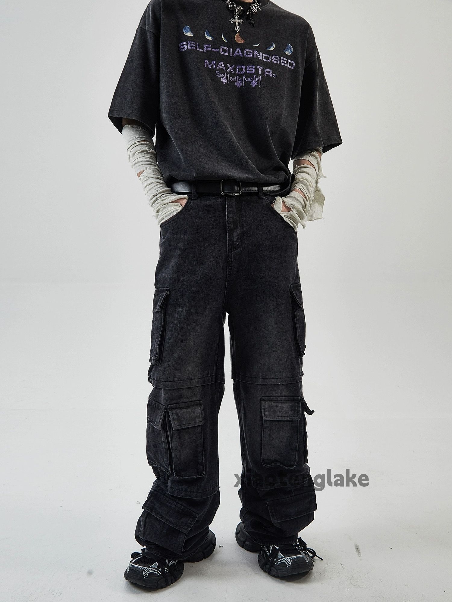 Jean × Vintage washed faded utility skate hiphop baggy cargo pants Size US 30 / EU 46 - 3 Thumbnail