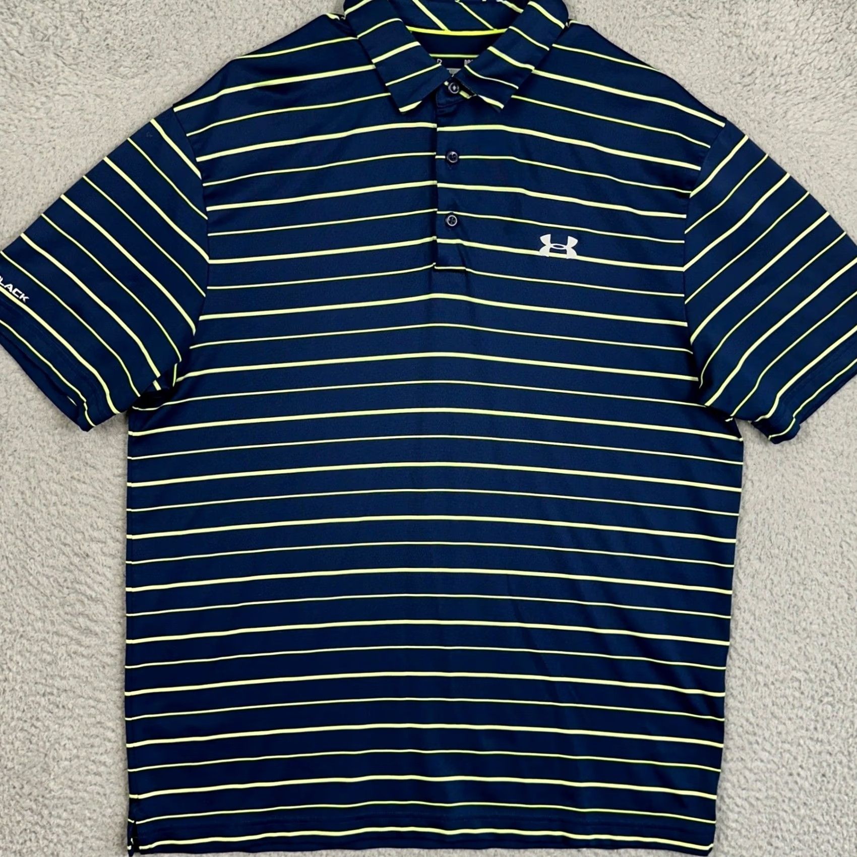 Under Armour Under Armour Polo Shirt Mens L Navy Neon Green HeatGear Golf Striped Rugby Size US L / EU 52-54 / 3 - 2 Thumbnail