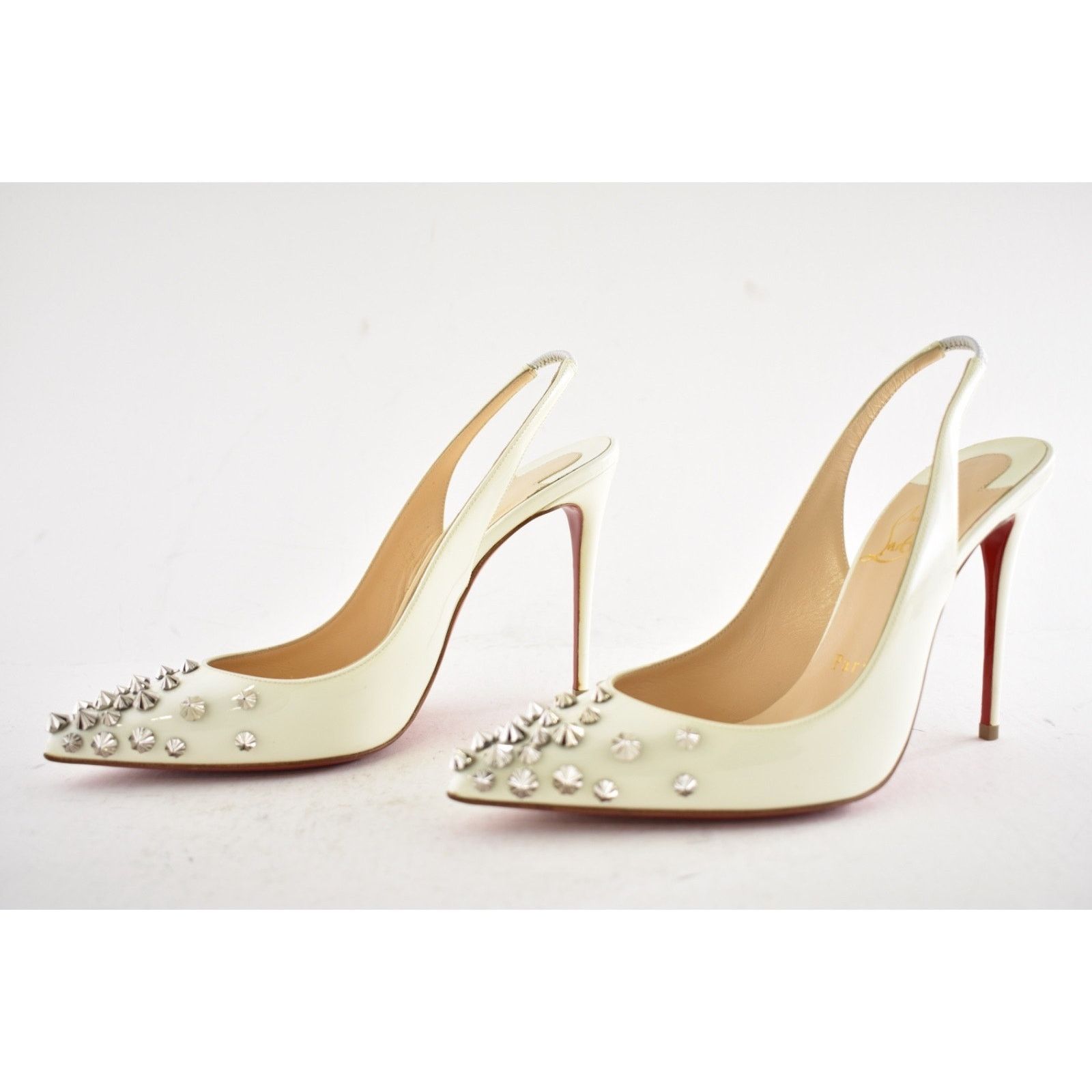 Christian Louboutin Christian Louboutin Drama Sling 100 Latte White Slingback Size US 6.5 / IT 36.5 - 6 Thumbnail
