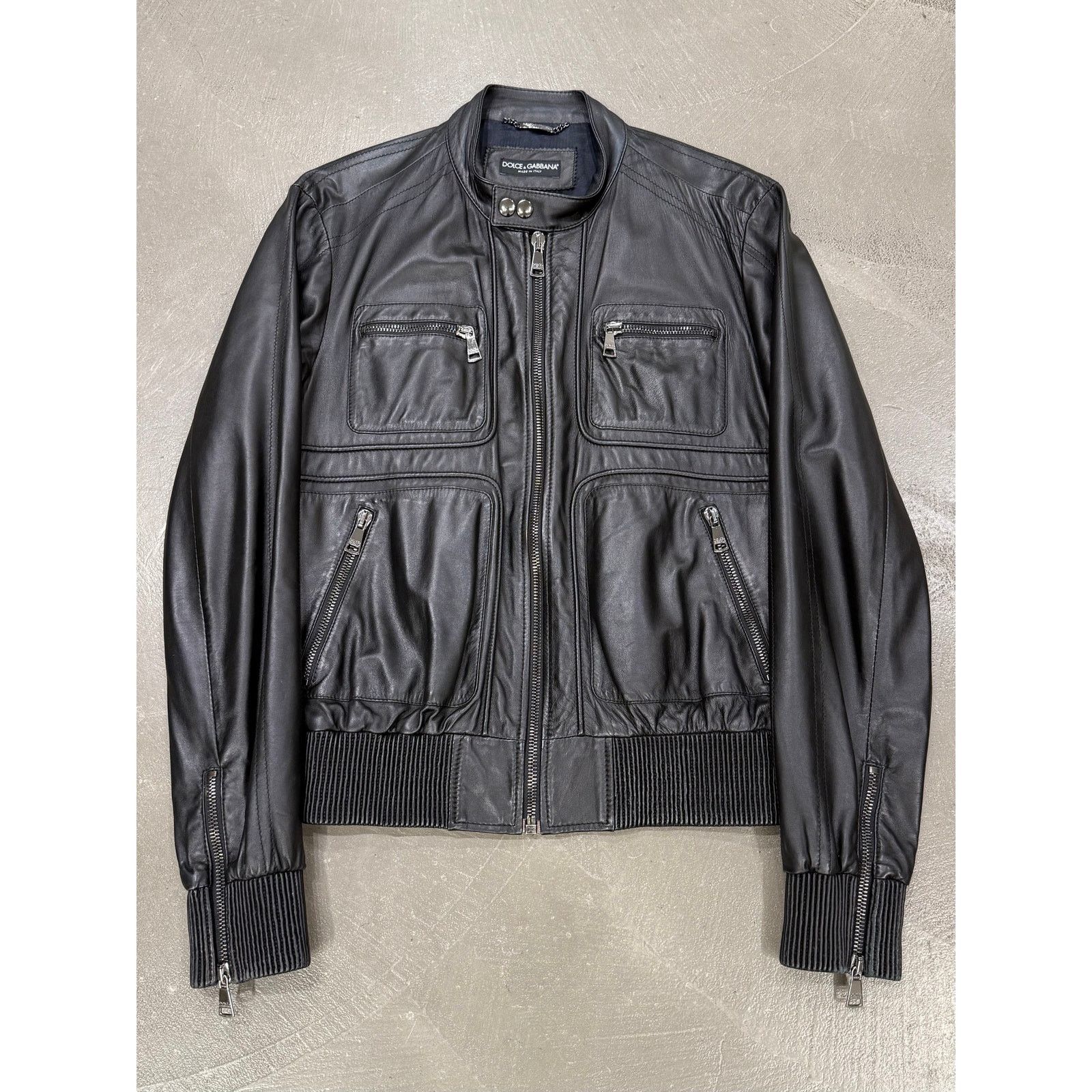 2000s Dolce & Gabbana leather bomber jacket