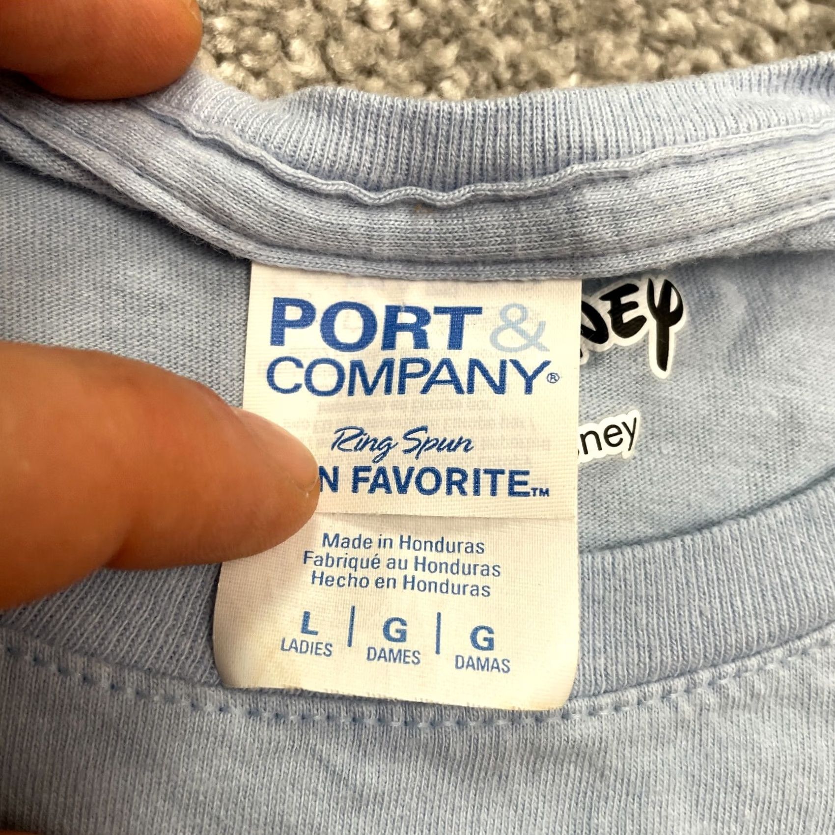 Port & Company Port & Company Mickey Mouse T-Shirt Women L Blue 100% Cotton Short Sleeve Crew Neck Graphic Print Casual Tee Size L / US 10 / IT 46 - 5 Thumbnail