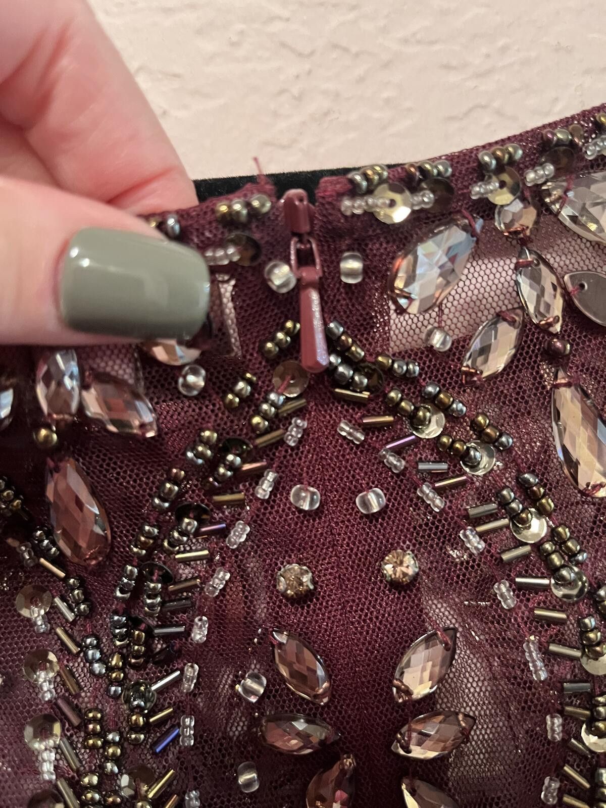 Unknown London Xscape Burgundy Beaded Evening Dress Size 8 Cocktail Dress Size M / US 6-8 / IT 42-44 - 11 Thumbnail