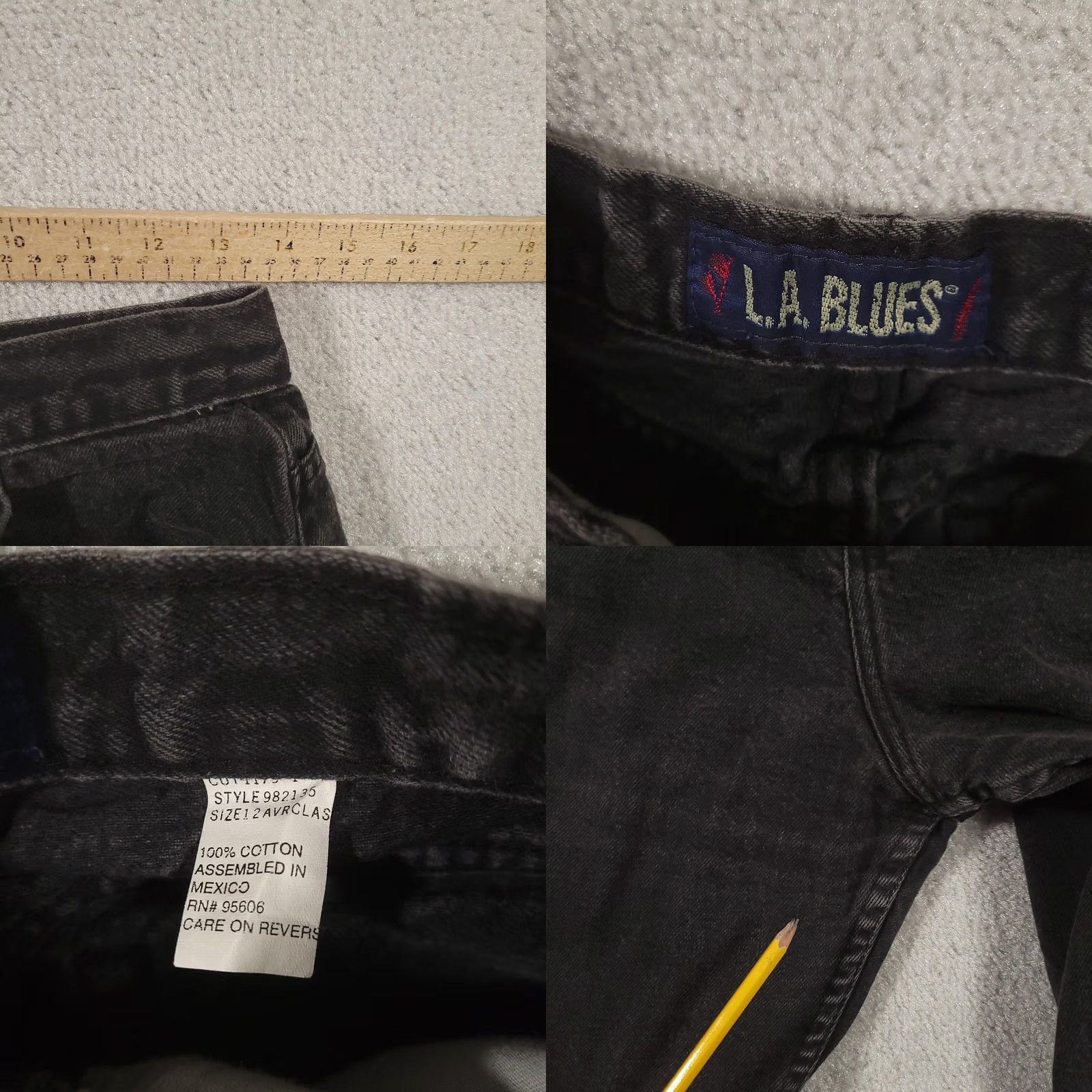 Vintage VINTAGE L.A. Blues Jeans Womens 12 Black High Rise Tapered Leg 100% Cotton Denim Size 34" / US 12 / IT 48 - 8 Thumbnail