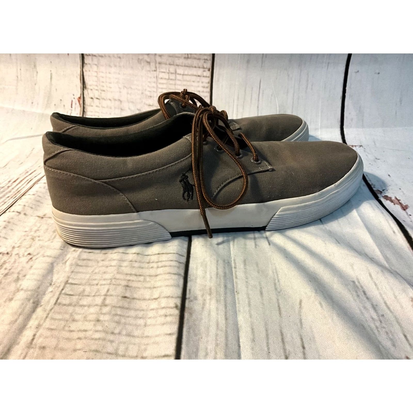 Ralph Lauren Polo Ralph Lauren Keaton Canvas Lace Up Pony Sneaker Mens 11.5 D Beige Casual Shoes Sneaker Men Size US L / EU 52-54 / 3 - 3 Thumbnail