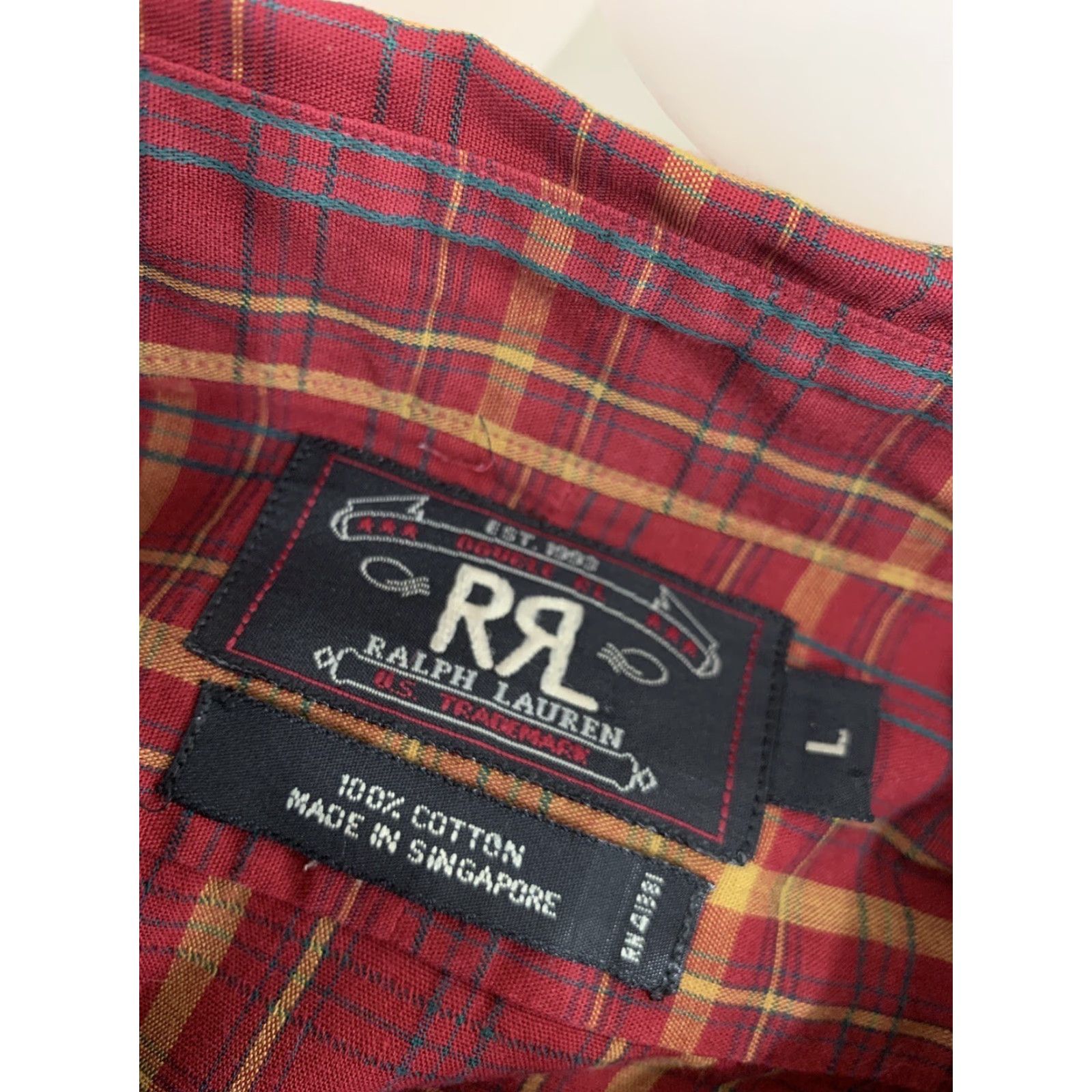 Ralph Lauren RRL Ralph Lauren - Mens L Plaid Work Shirt Button-Up Long Sleeve Size L Color Red / Tan / Green Size US L / EU 52-54 / 3 - 5 Thumbnail